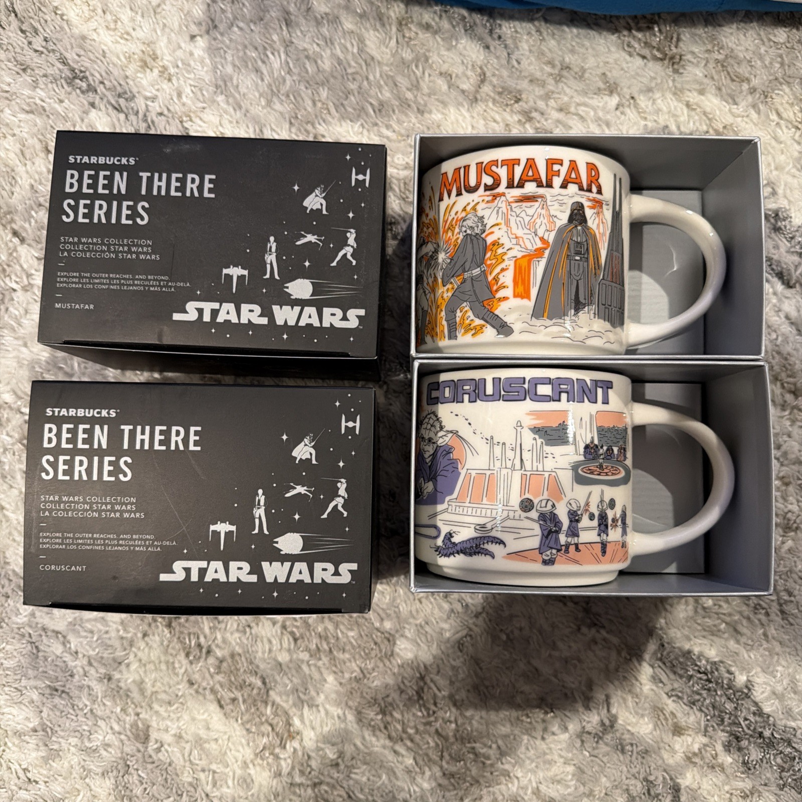 Starbucks Star Wars Been There Mustafar Coruscant 2023 14oz Coffee Mug Set of 2