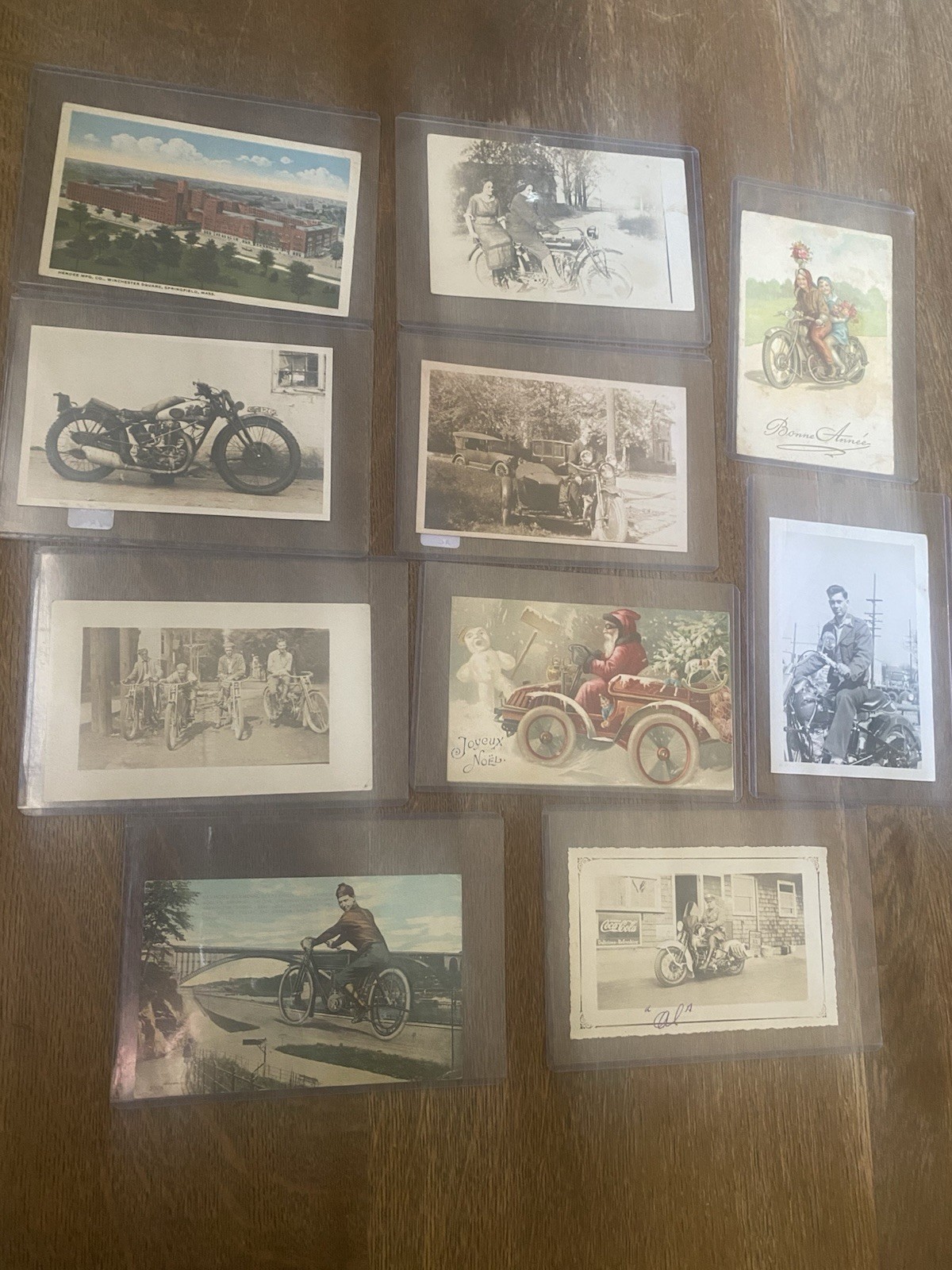 04: Lot of Ten Antique Motorcycle Related Images Vintage Photos Postcards RPPC