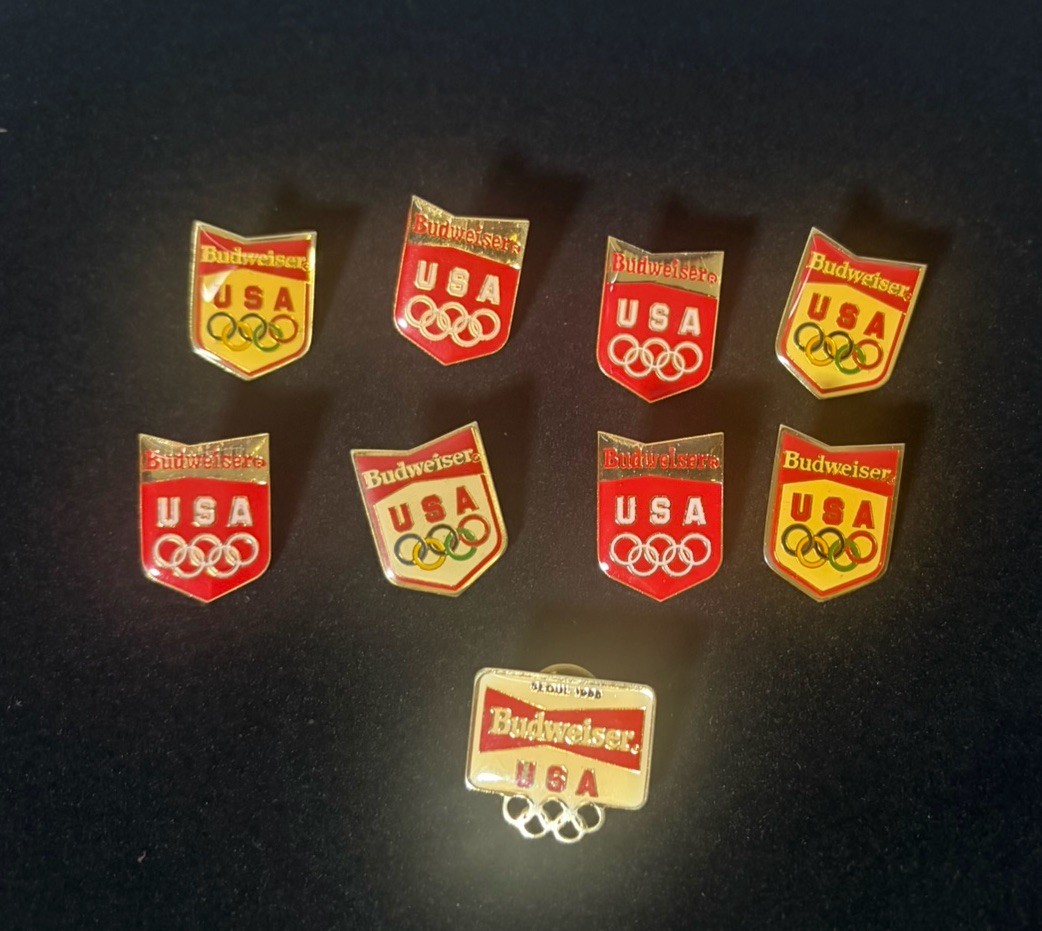 Vintage 1988 Seoul Olympics Budweiser Team USA Pin Lot of 9 Olympic Sponsor Pins
