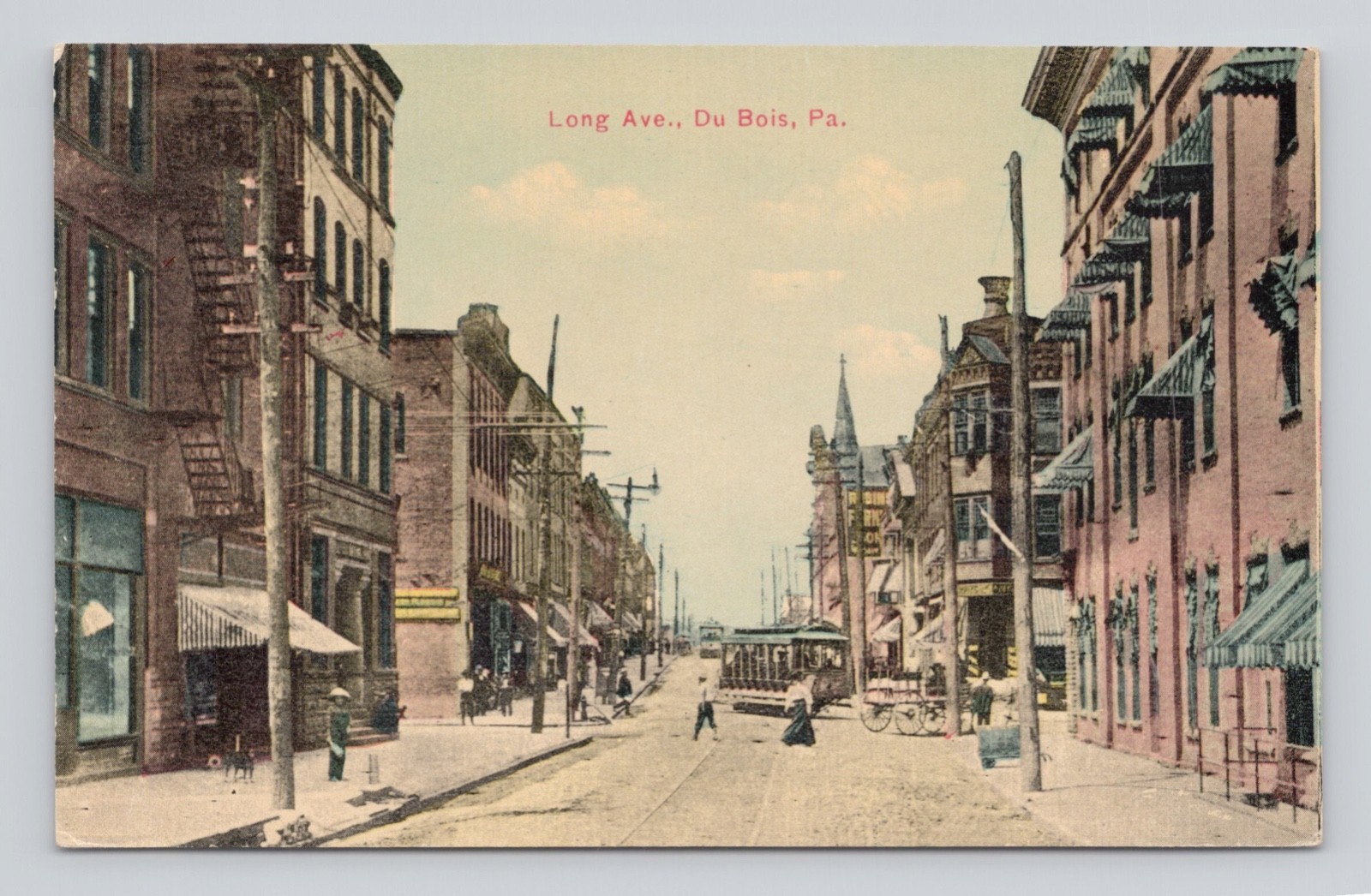 Postcard East Long Ave, Trolley Car Du Bois, PA `Unposted