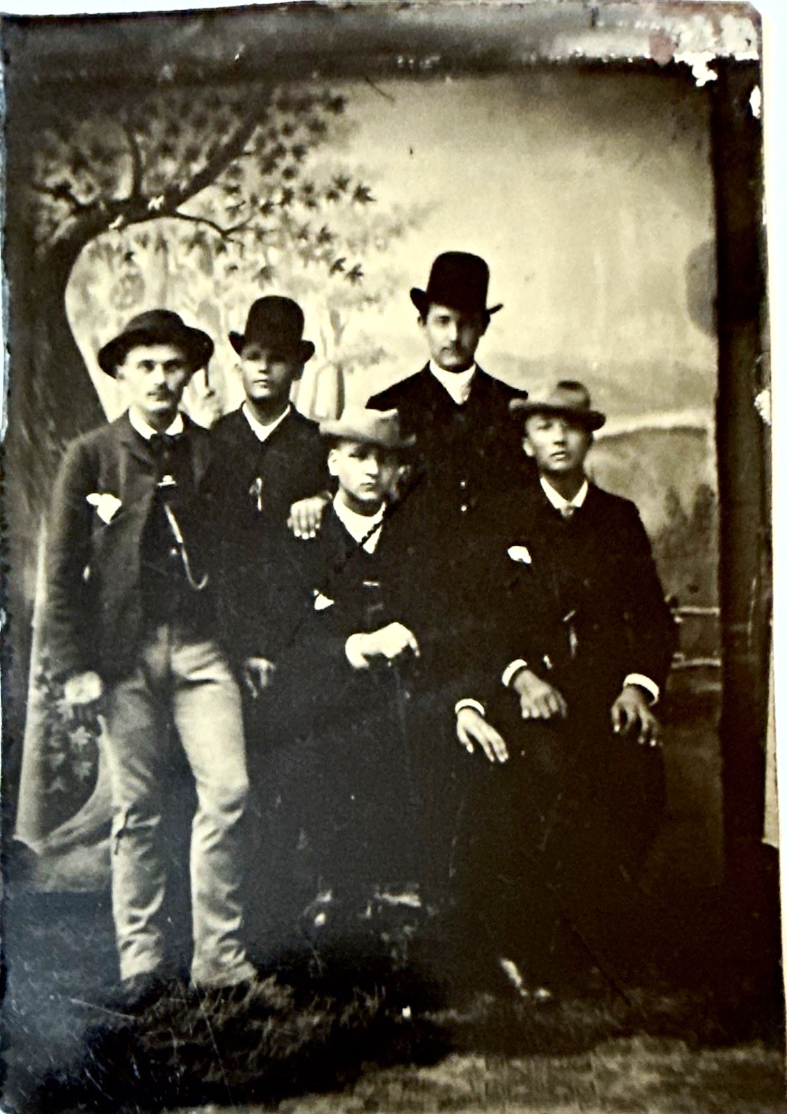 Lot of 5 Antique Victorian B&W Tintype Photographs of Men Unframed c1880-95