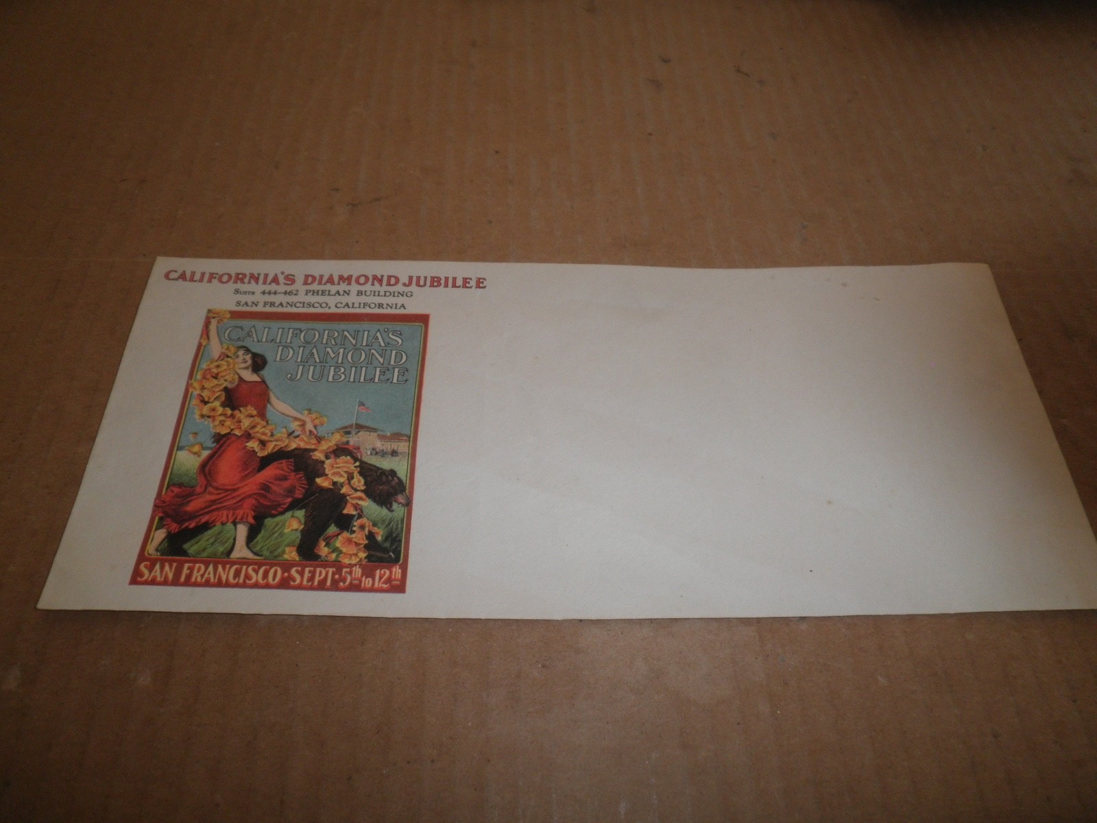 Wonderful old original California Diamond Jubilee, San Francisco Envelope c.1925