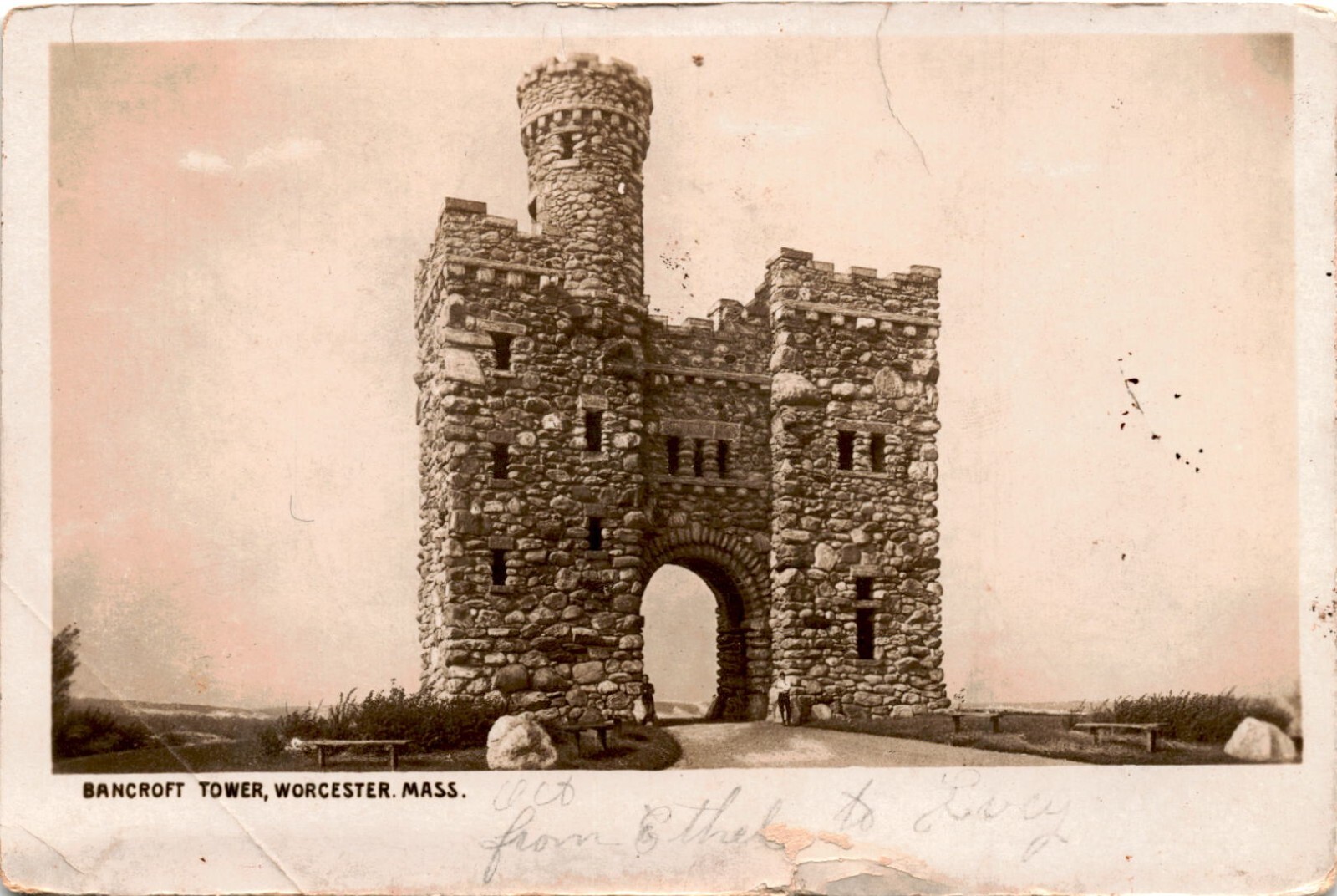Worcester MA-Massachusetts, Bancroft Tower RPPC 21 court st mcprentice