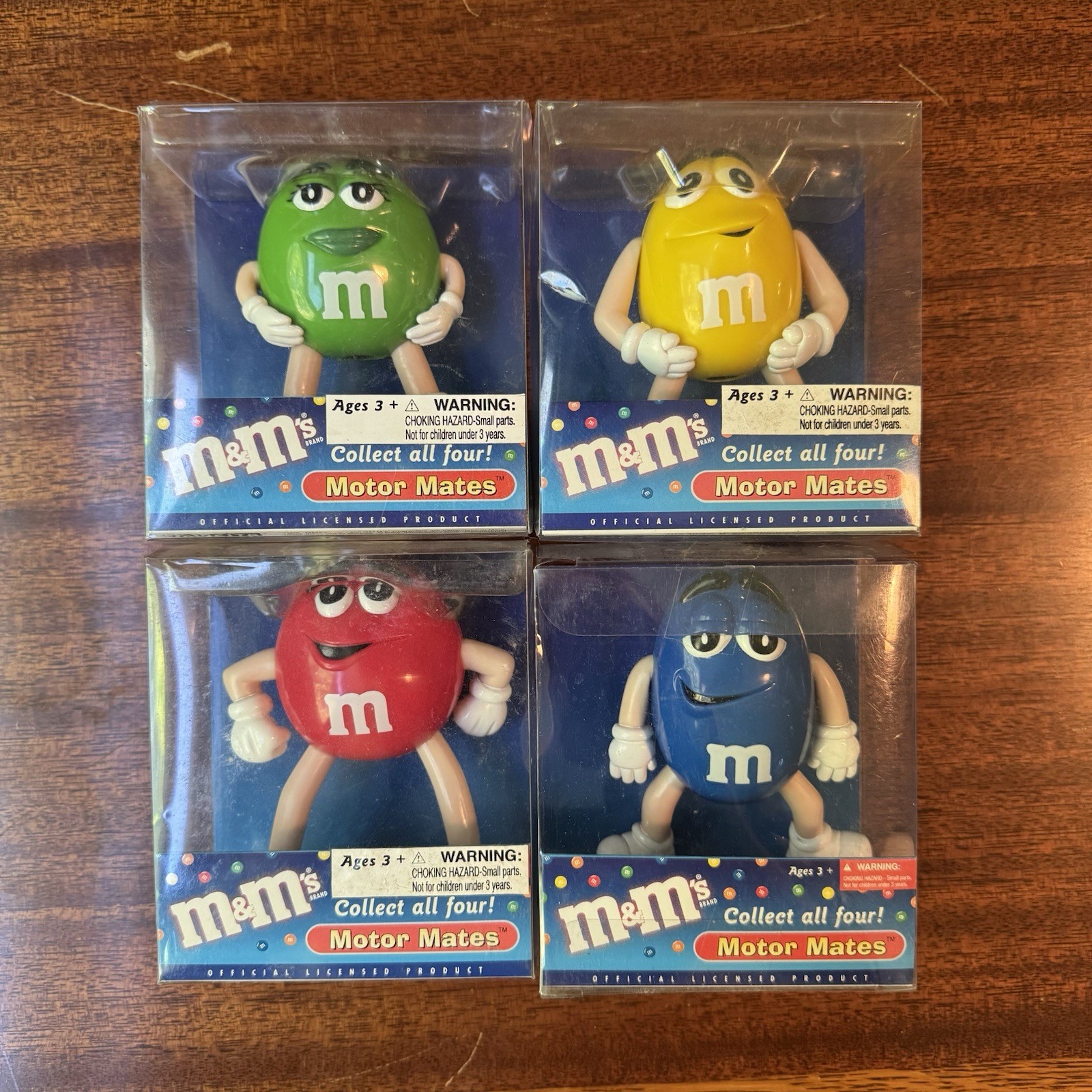 Vintage  2003 M&M’s Motor Mates Complete Set Red Yellow Blue Green Dash Ornament