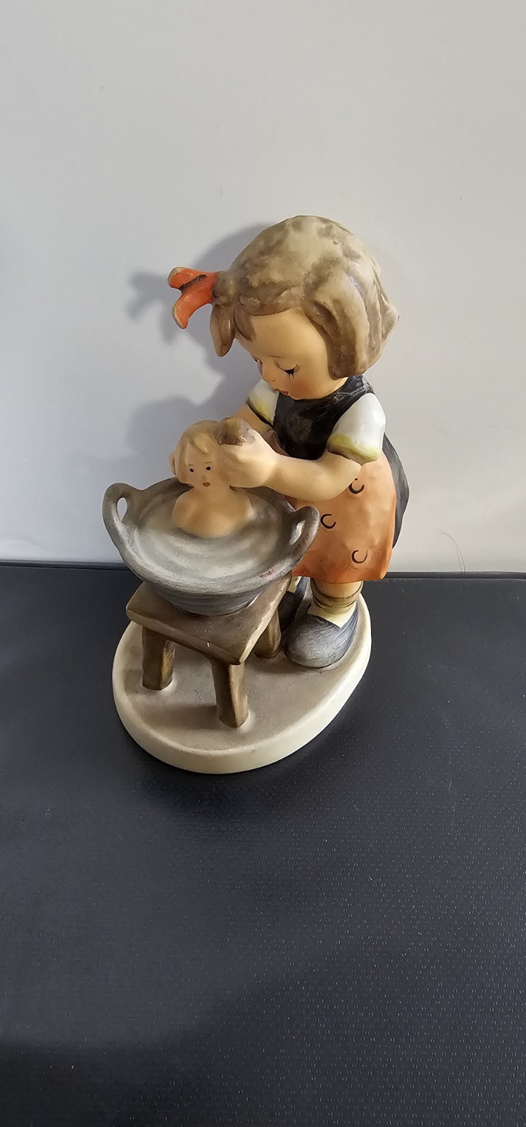 Vintage MJ Hummel Figurine #319 Bathing Baby Doll Girl 4.5 Inch Goebel Germany