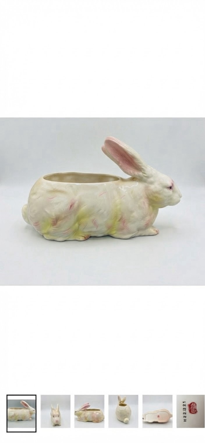 Vintage Lefton 1950’s Rabbit Planter Japan Stamped Easter Collectible