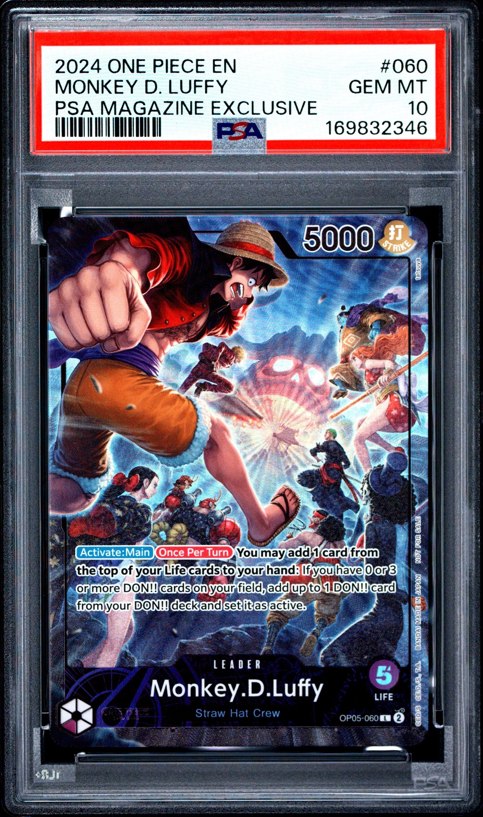 2024 ONE PIECE PROMOS PSA MAGAZINE EXCLUSIVE #060 MONKEY D. LUFFY PSA 10