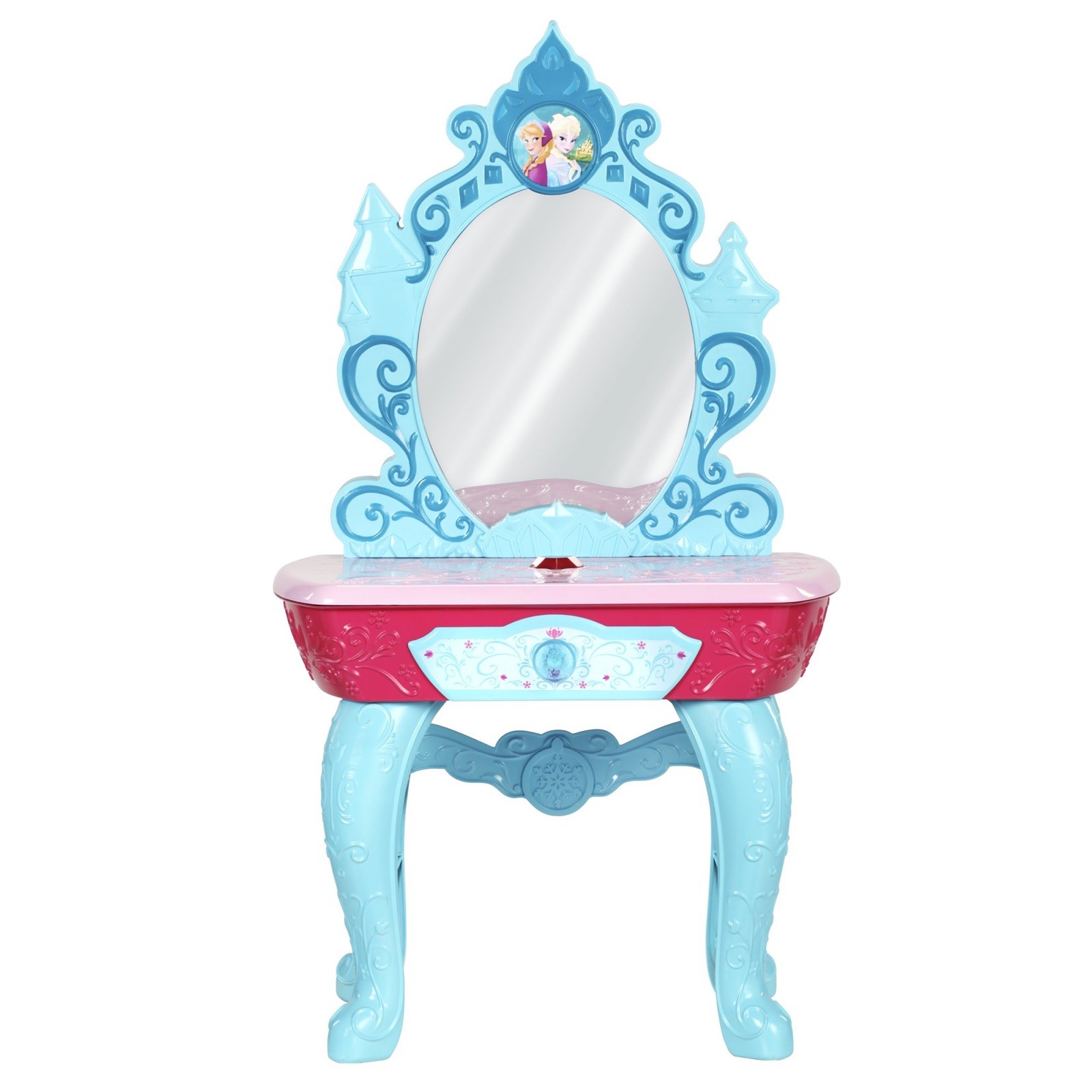 Disney Frozen Crystal Kingdom Vanity Mirror Light Sounds Dresser Beauty Station