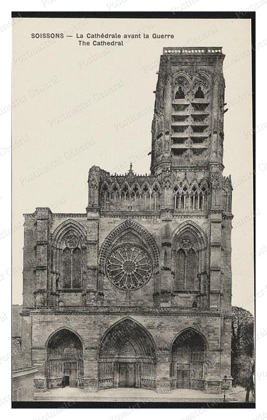 Soissons France Cathedral Standard Postcard COPY RPPC