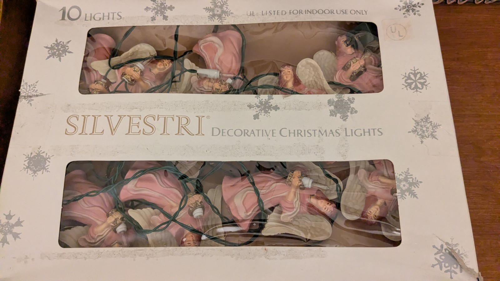 Vtg Silvestri Angel Blow Mold Vintage Christmas Lights 5ft 10 Angels Tested