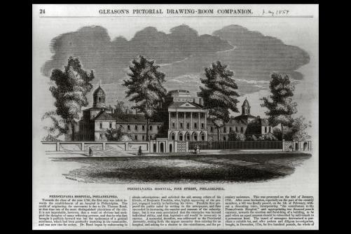 Photo:Philadelphia Pennsylvania Hospital Pine Street 1854 Wood Engraving