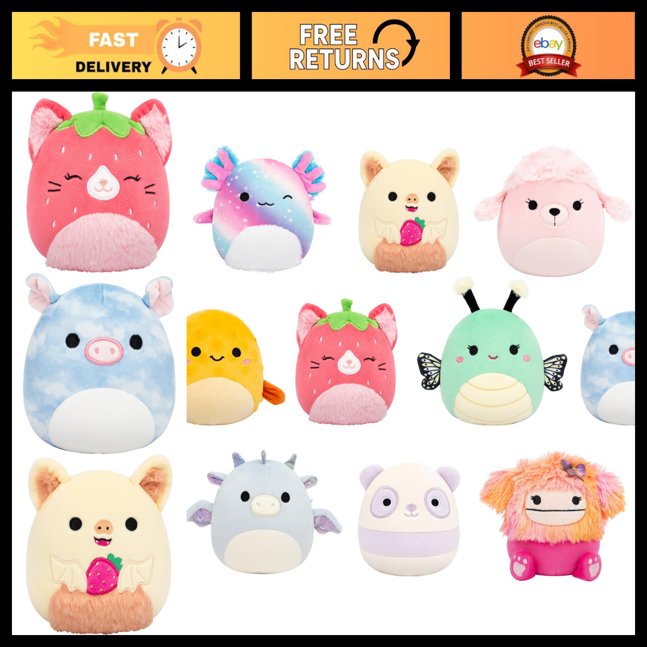 Squishmallows Original 10-Pack – Official Jazwares Plush (Little) (Amazon Exclus