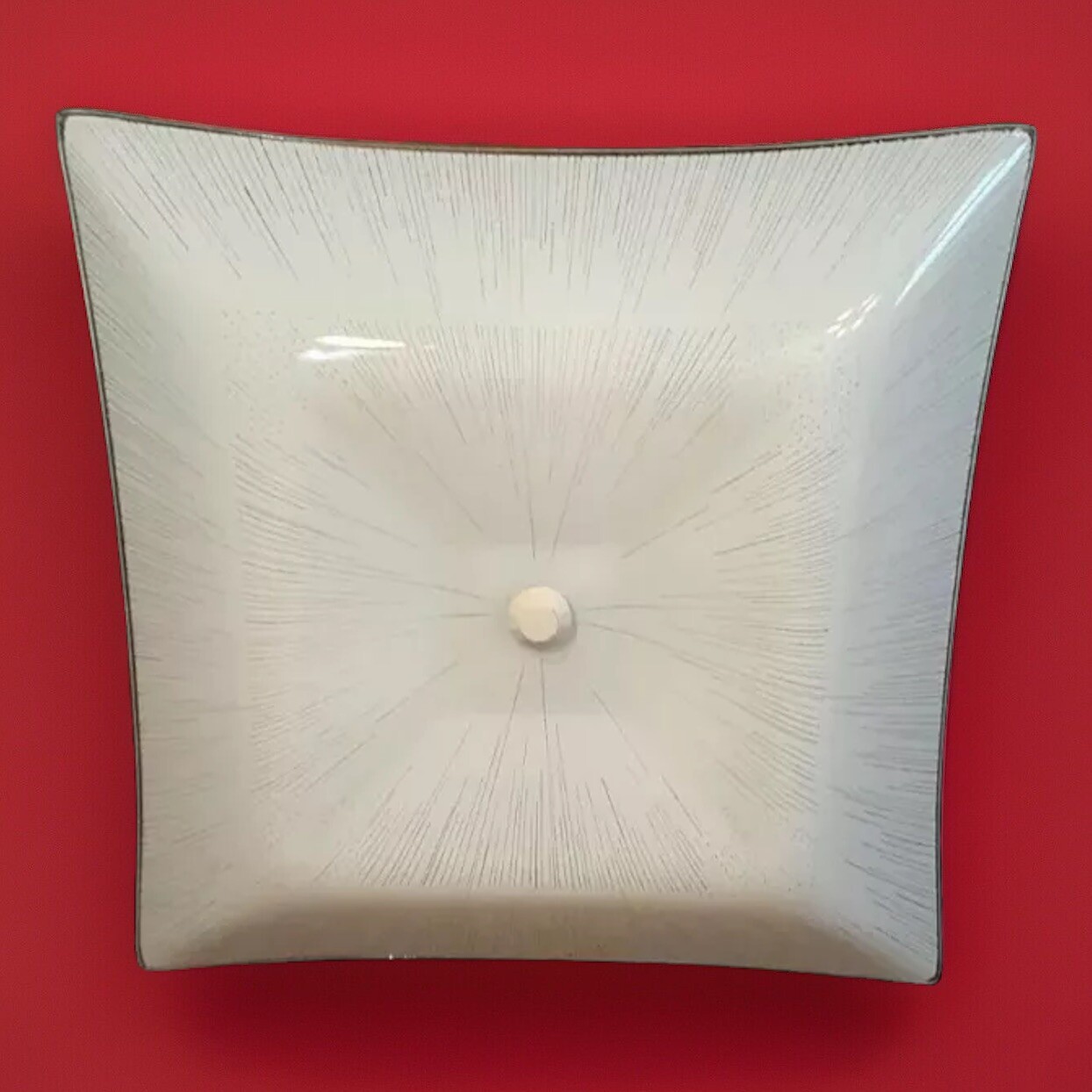Vintage 1960s-1970s MCM Retro 3D Atomic Large Square Ceiling Light Fixture
