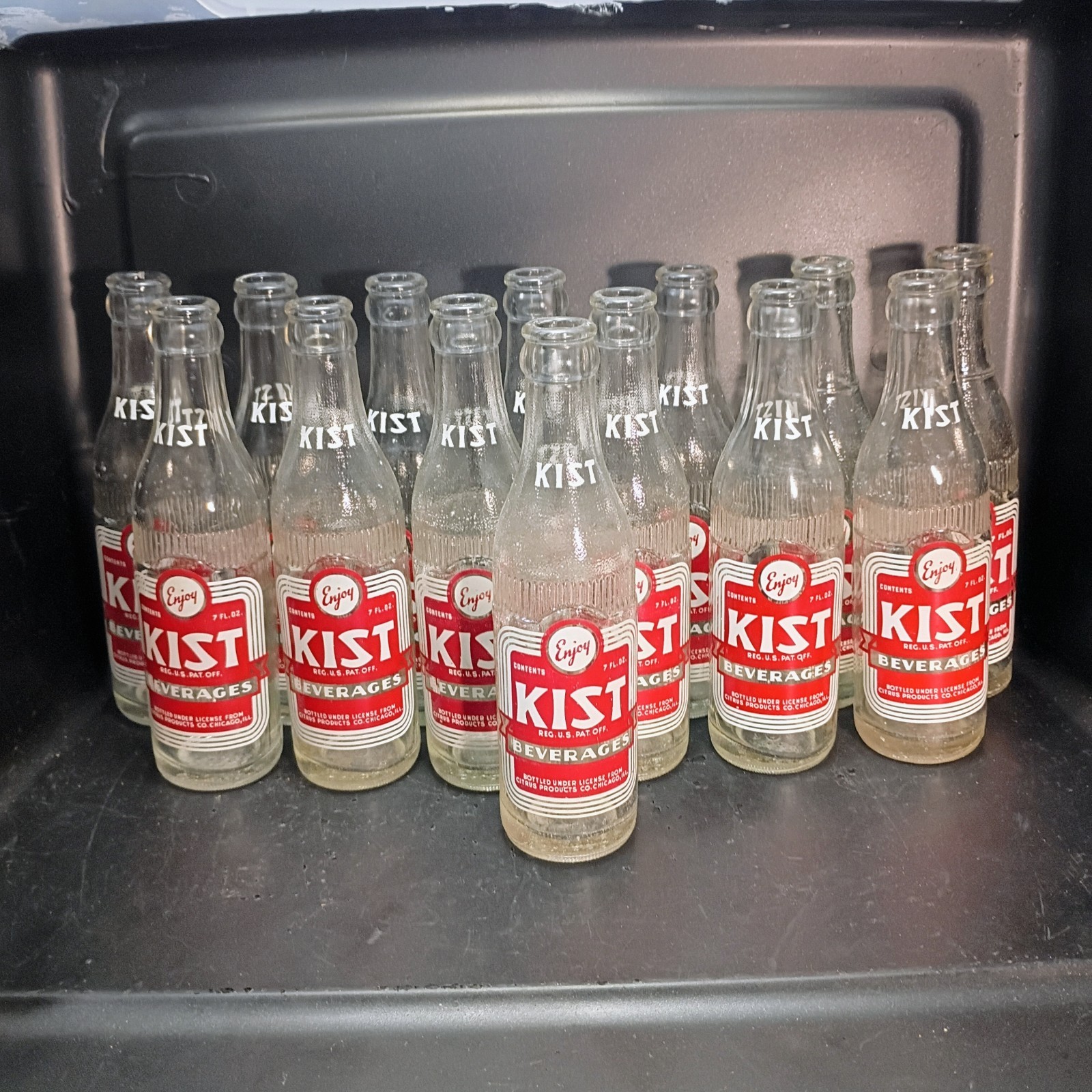 Lot Of 14 Vintage 1950s 1960s Kist Beverage Glass Soda Bottles Kiel Wisconsin