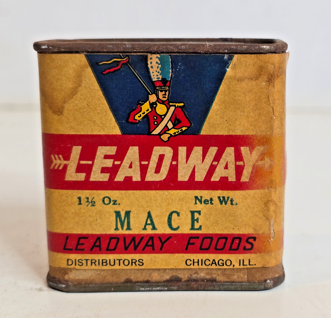 Hard to Find Vintage 1930's Leadway Mace Spice Cardboard Tin Chicago