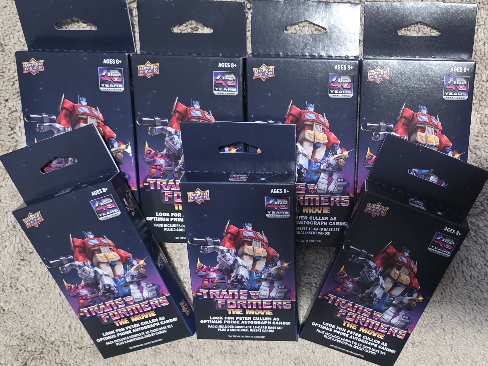 2026 (LOT OF 7) Upper Deck Transformers Movie 40th Anniversary Hanger Box