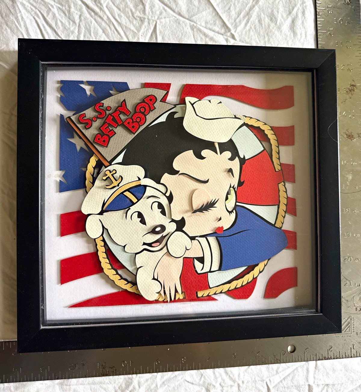 Betty Boop S.S. Betty Boop Framed Artwork 11x12 Handcut Paper
