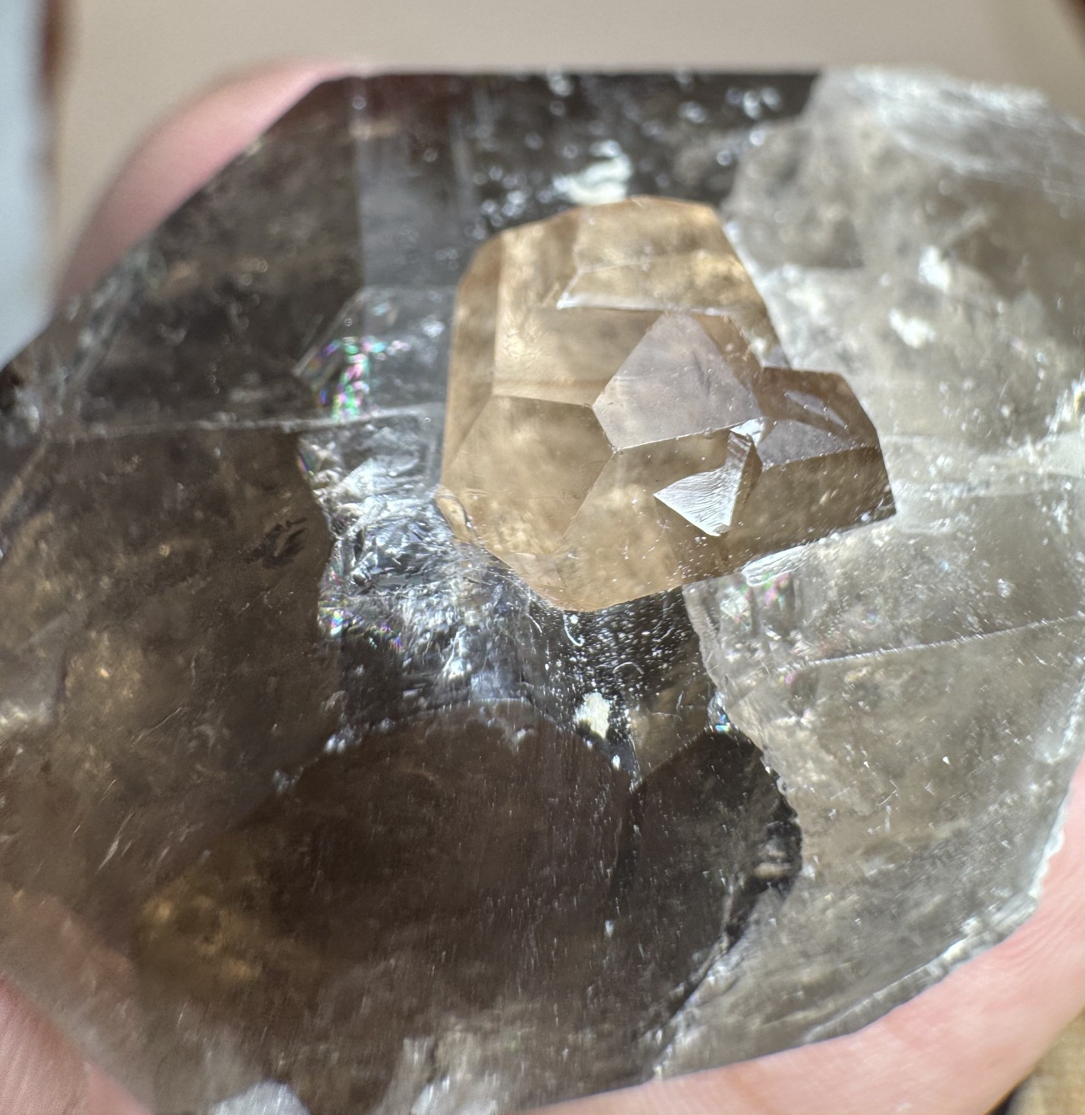 188CT Full Terminated Natural Champagne Topaz Crystal In Quartz From Katlang@PAK