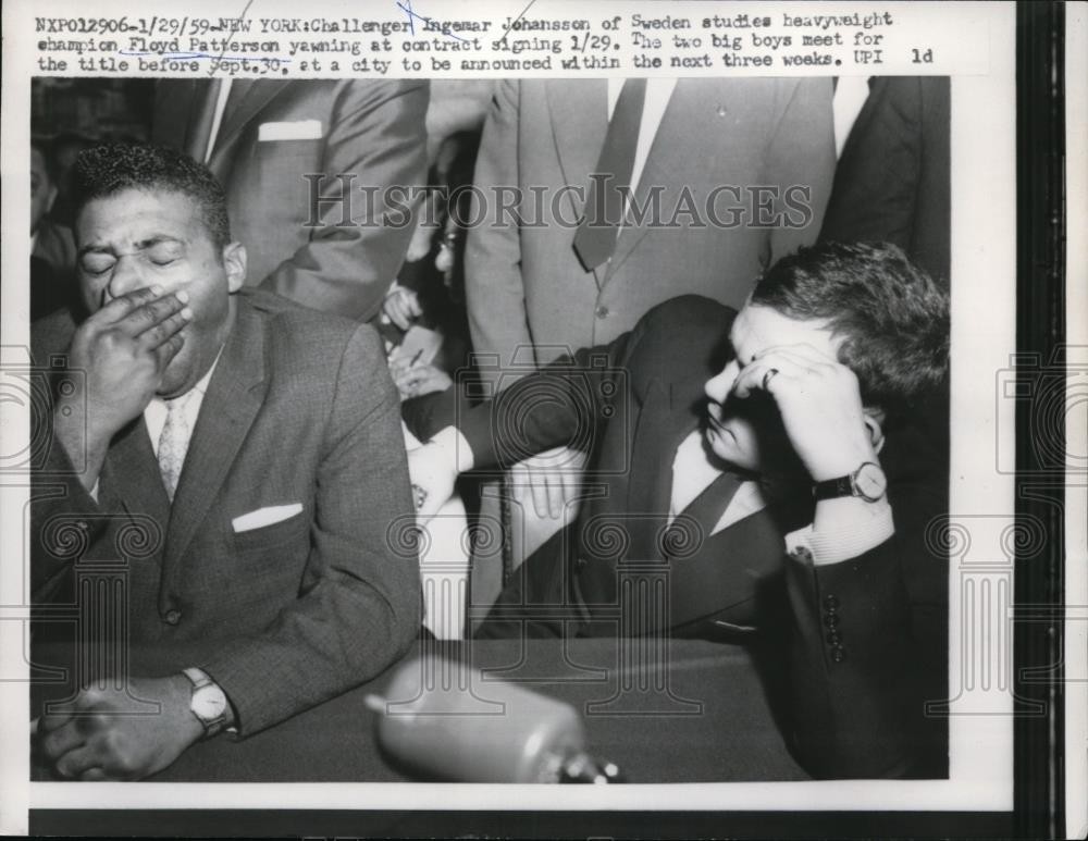 1959 Press Photo Ingemar Johansson & Floyd Patterson in NYC for bout - net13809