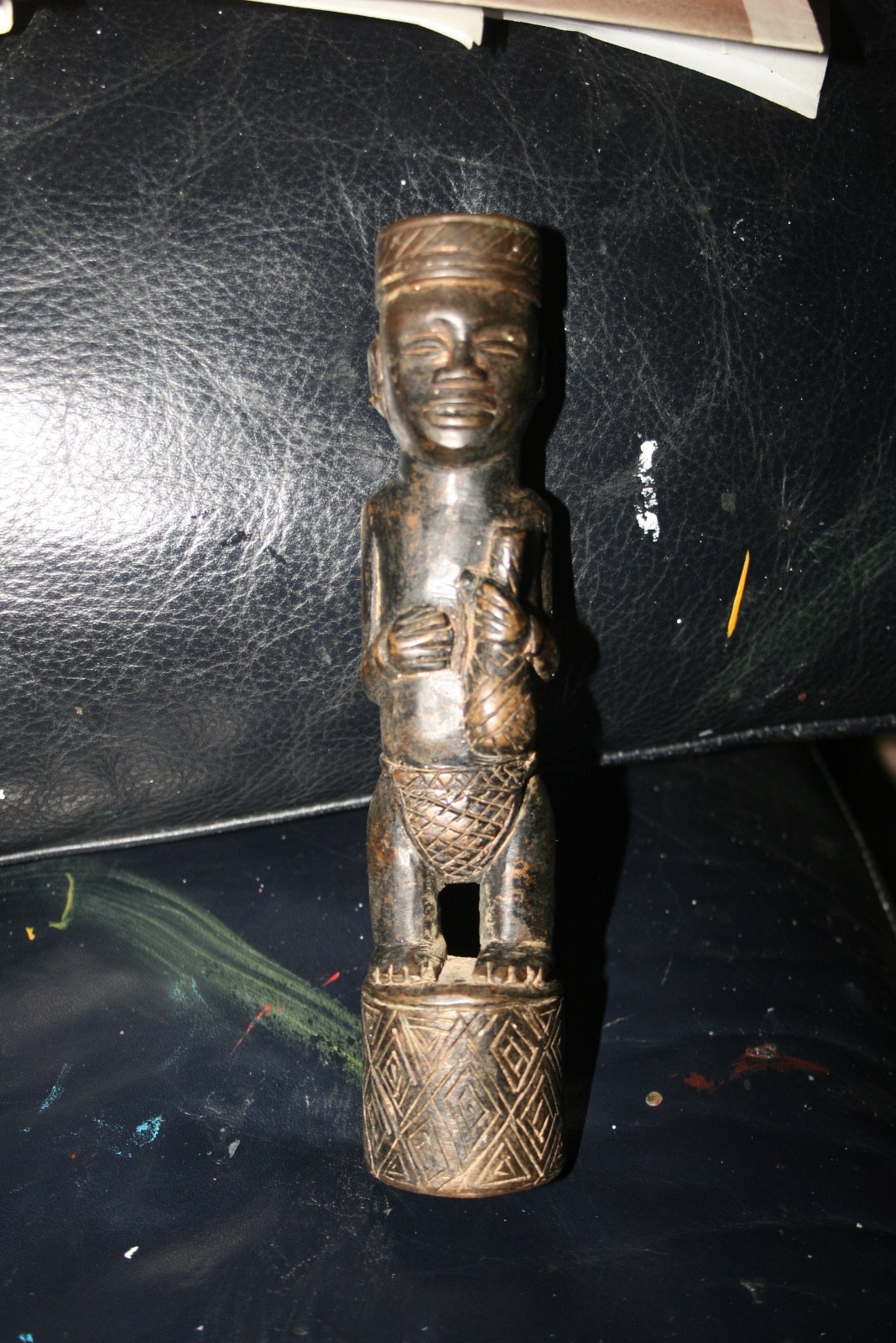 RARE ANTIQUE MAYOMBE NGANGA CHIEF BRONZE FIGURE R.D.CONGO ----ANTI WITCHCRAFT-
