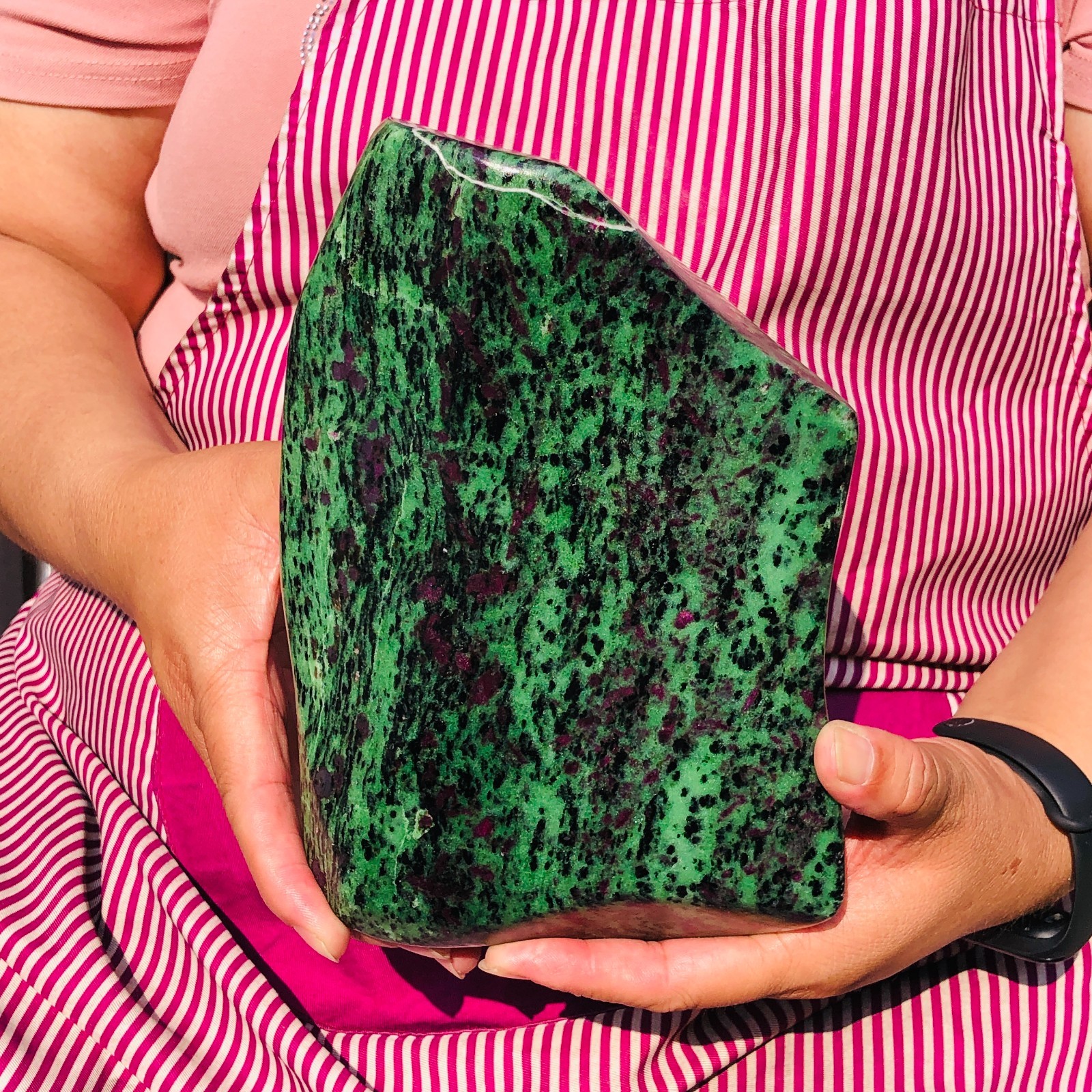 6.97LB Natural Red & green treasure Ruby Epidote SLAB ROUGH ROCK demagnetize