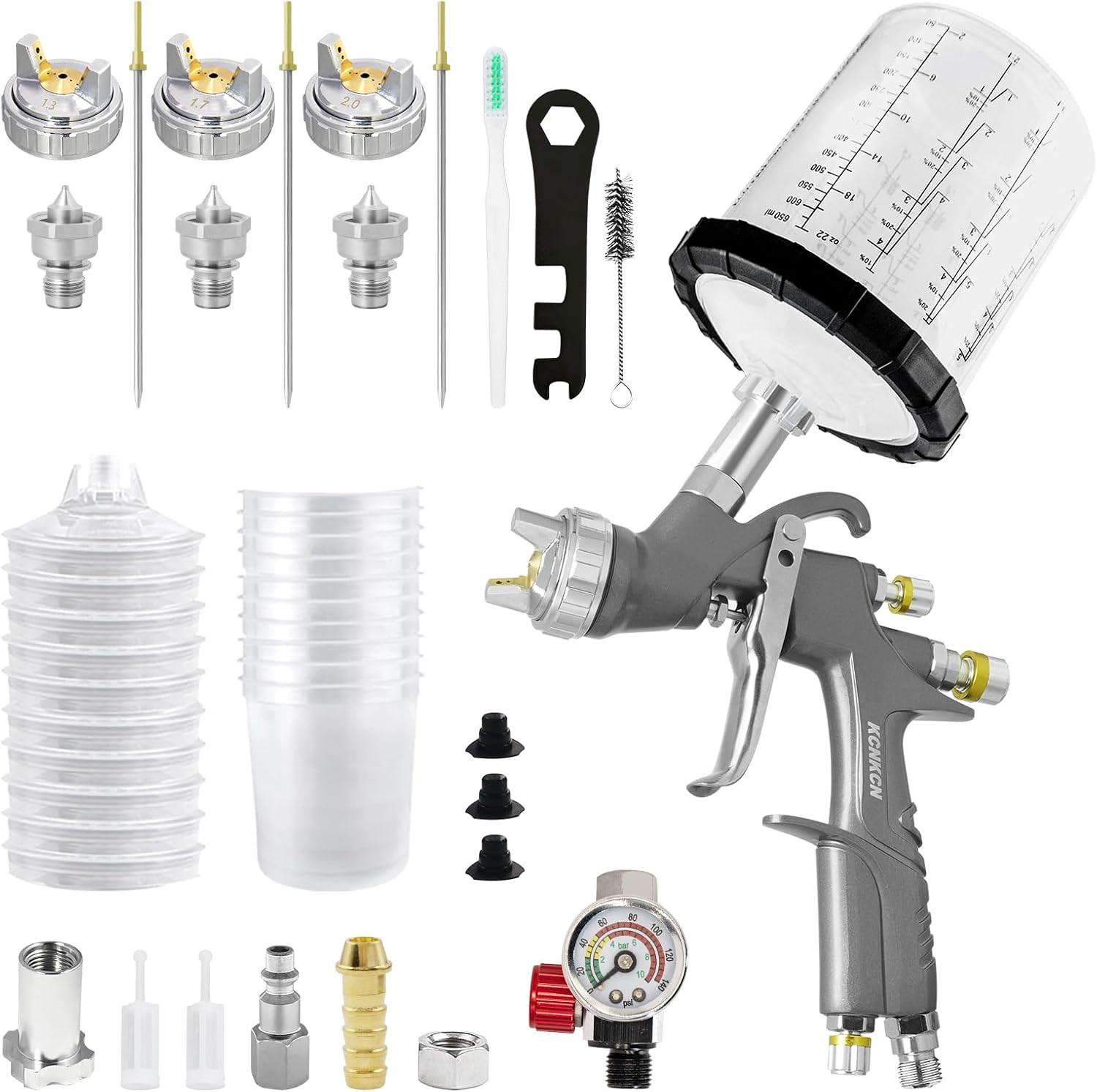 D1 LVLP Spray Gun, Automotive Paint Guns Kit with 10 Disposable Cups