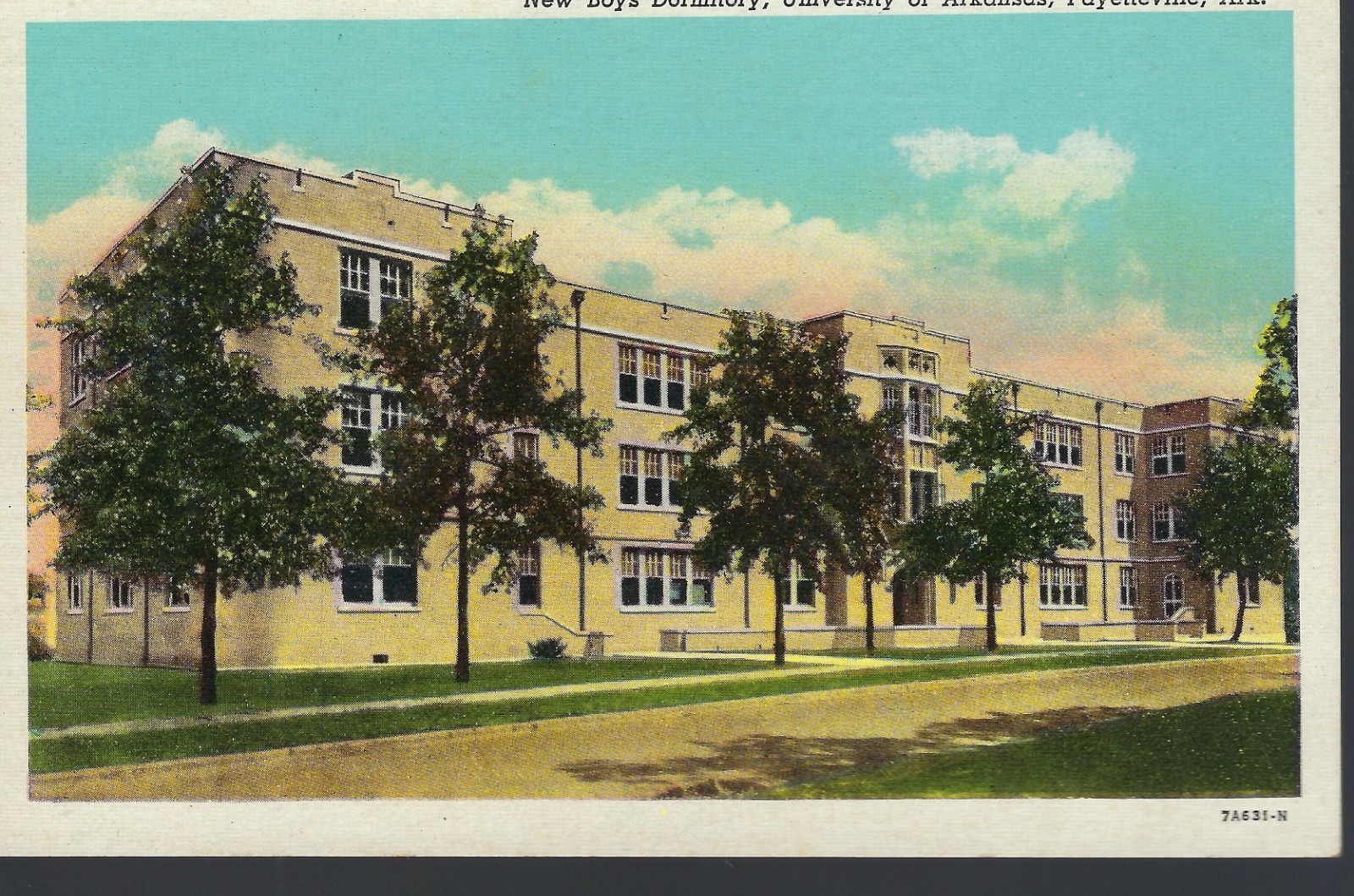 Vintage New Boys Dormitory University of Arkansas Fayetteville AR Linen Postcard