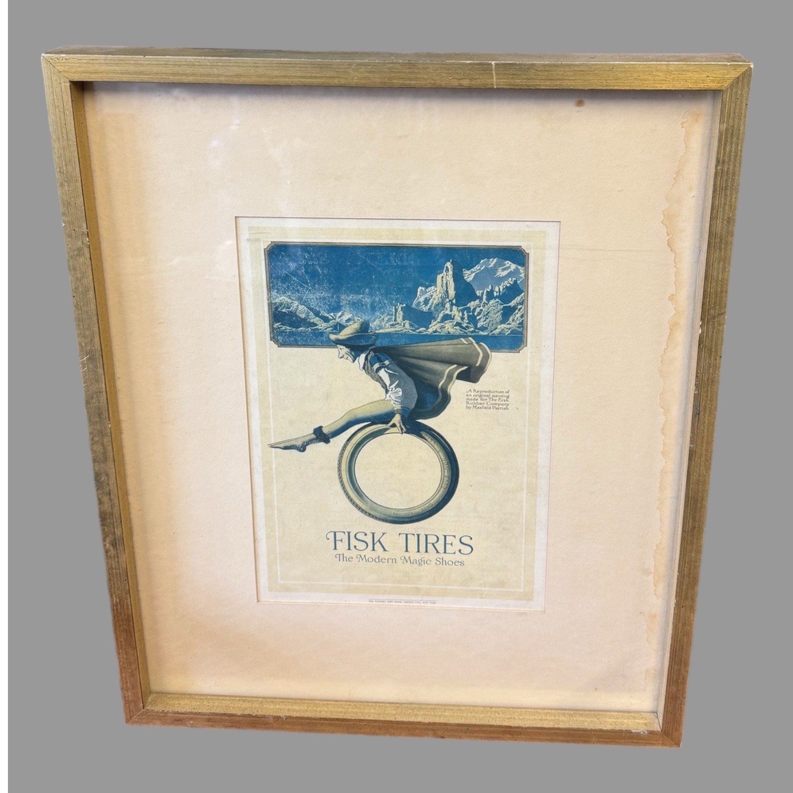 Vintage Art Deco Maxfield Parrish Fisk Tires Advertising Print
