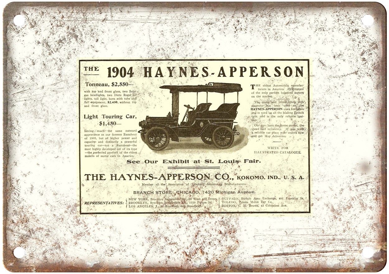 1904 Haynes-Apperson Vintage Automobile Ad Retro Look Metal Sign AM9035