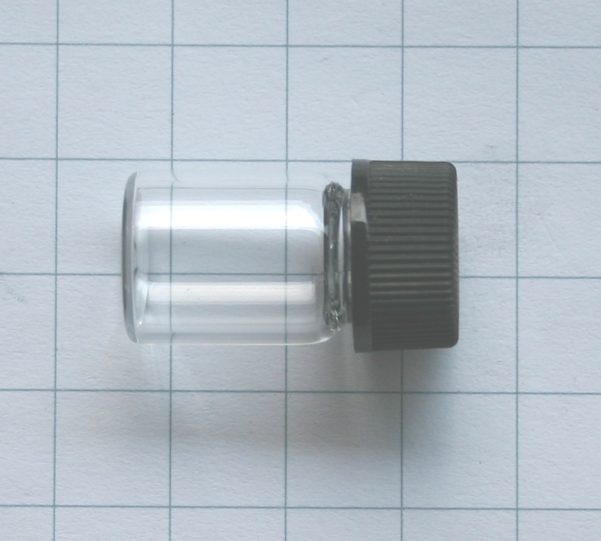 Empty spare glass vial to store gallium bromium cesium thorium or uranium 