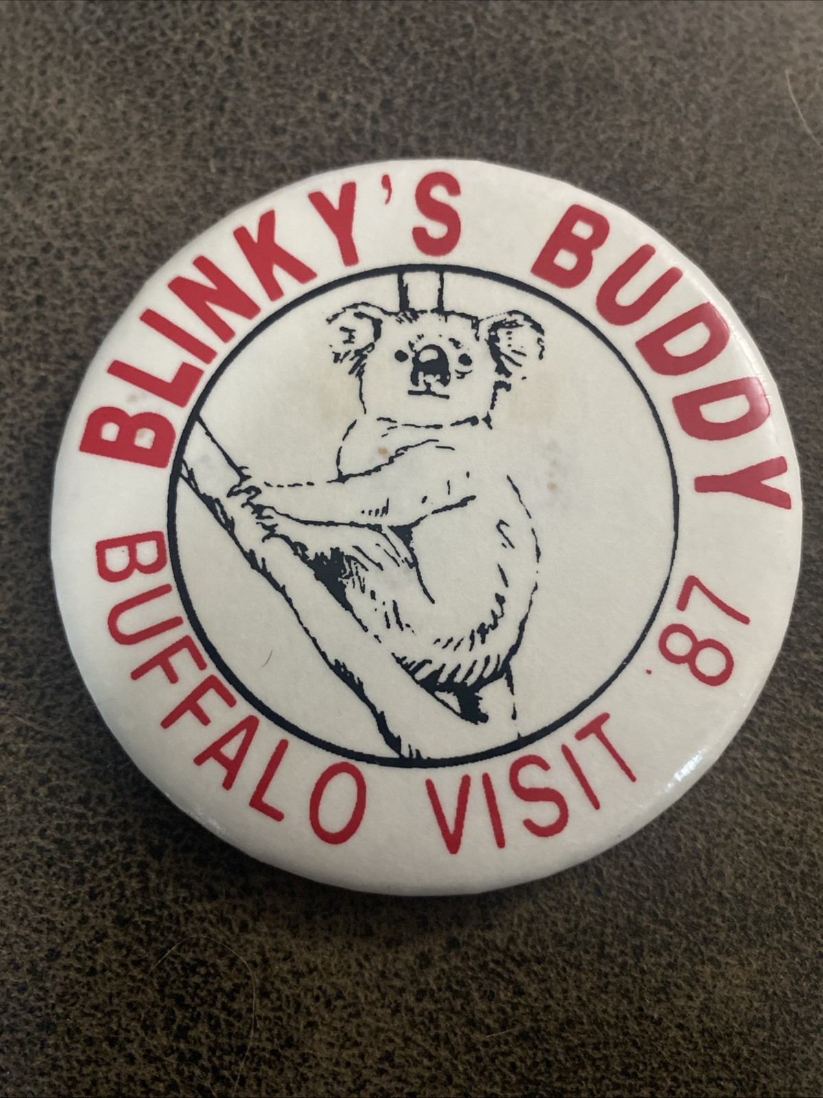 Vintage 1987 Blinky’s Buddy Buffalo Visit 3” Pinback Button New York Souvenir