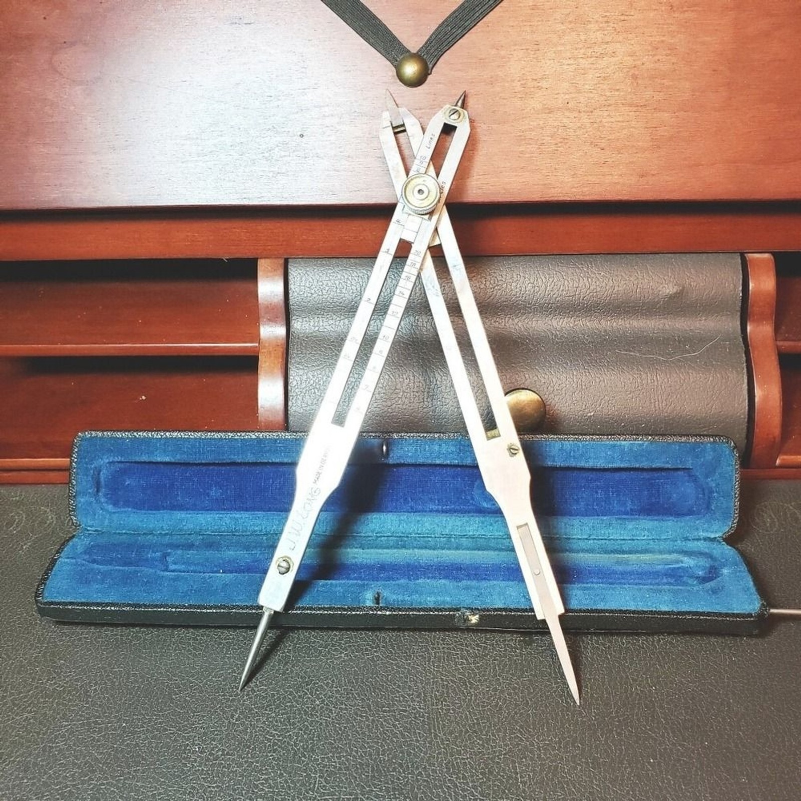 Vintage Antique German Adjustable‎ Double sided Drafting Protractor / Dividers