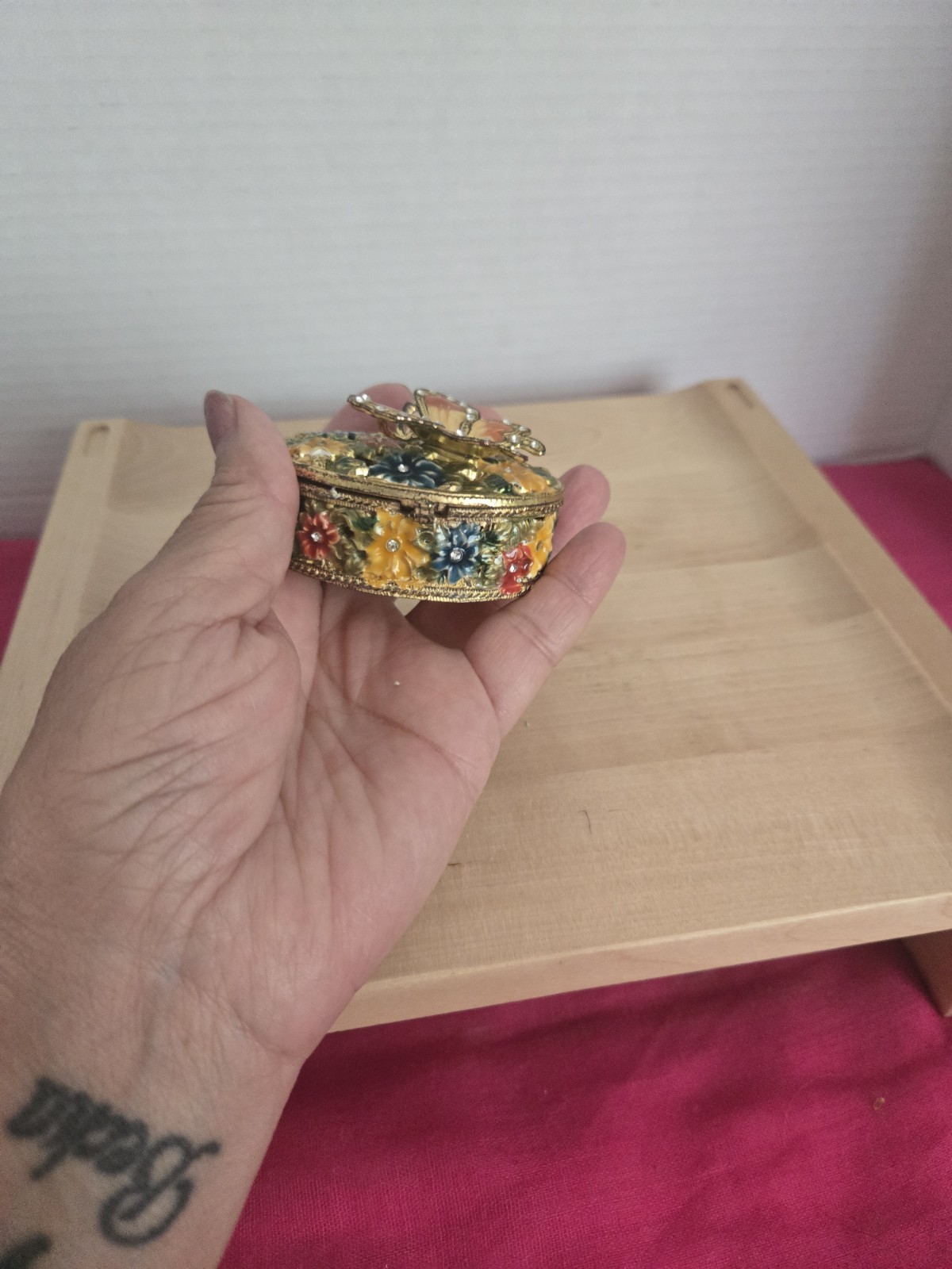 Enameled Bejeweled Butterfly Trinket Box Wonderful Little Box To Put...