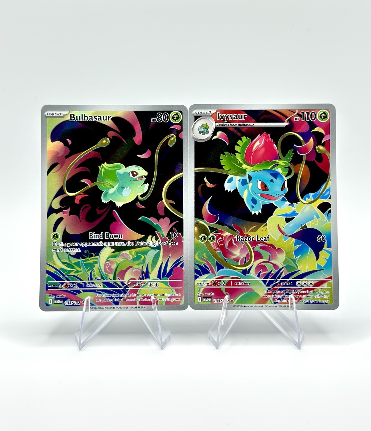 Bulbasaur 133/132 & Ivysaur 134/132 ME01 Mega Evolution IR Pokemon Card NM