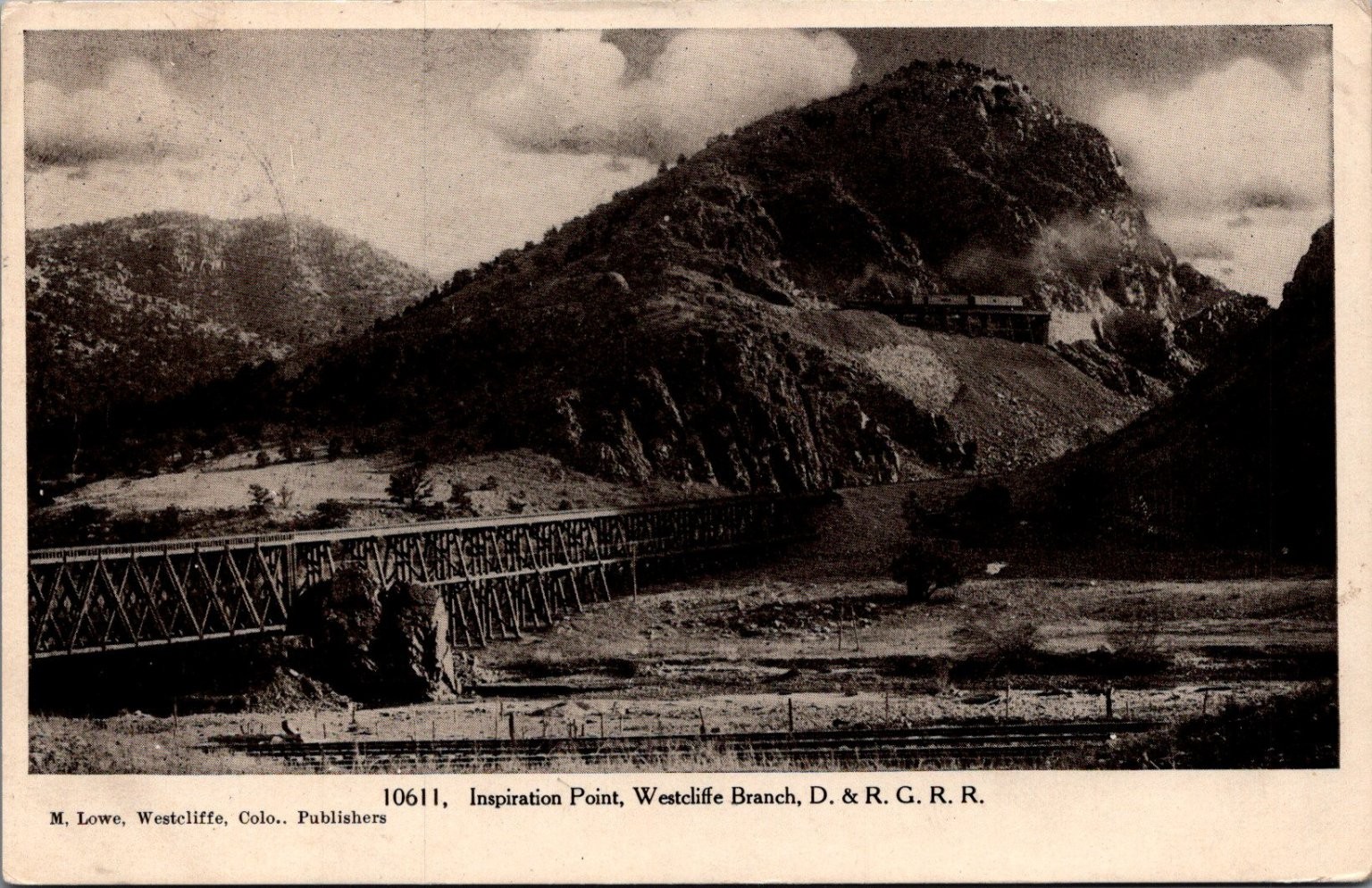 1913 Inspiration Point Westcliffe Branch D&RG RR Railroad Bridge Postcard