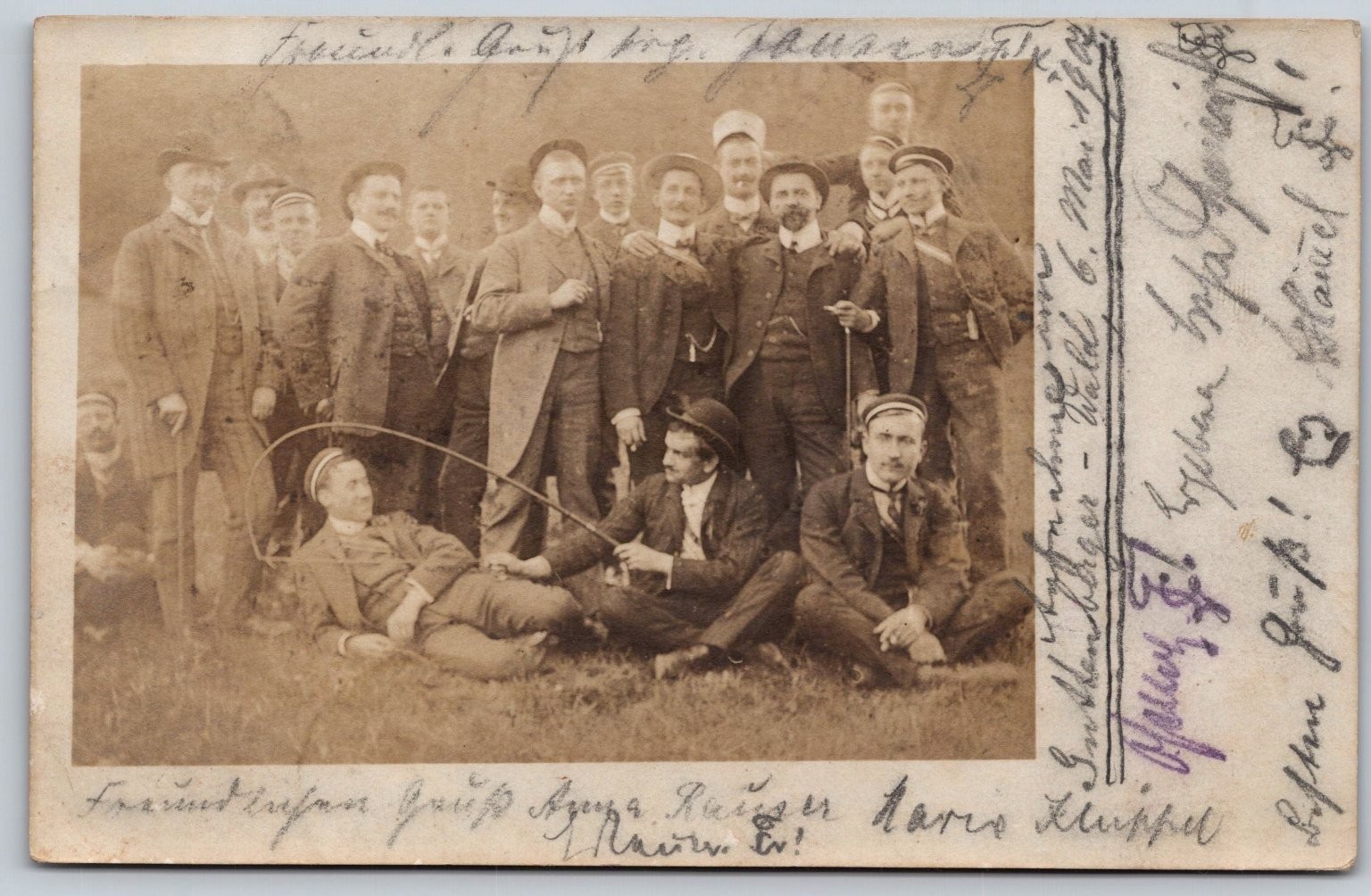 Vintage RPPC Rimpar Bavaria Germany Men Group Photo Postcard 1900s E138
