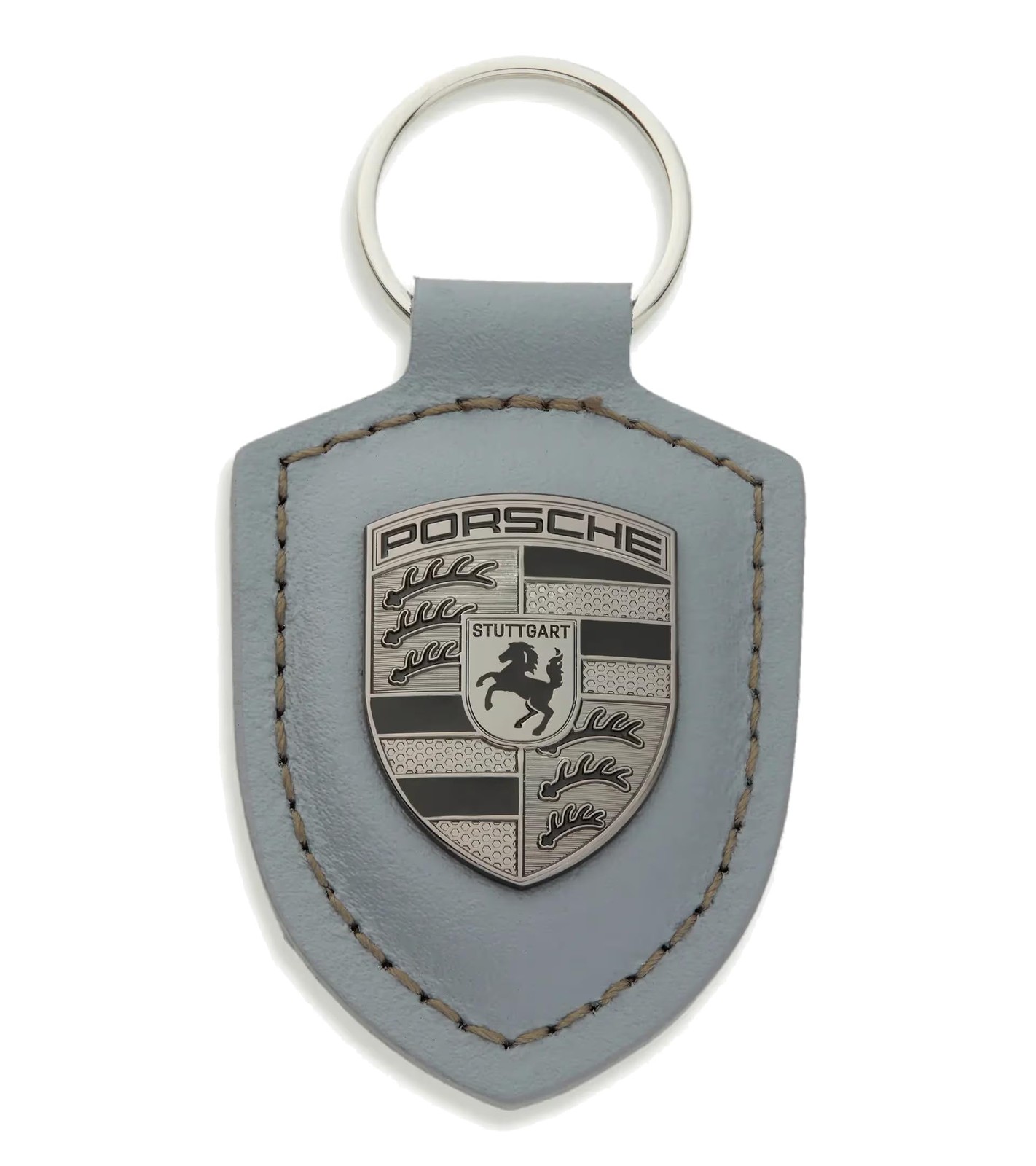 Porsche Turbonite Leather Gunmetal Key Ring, Grey