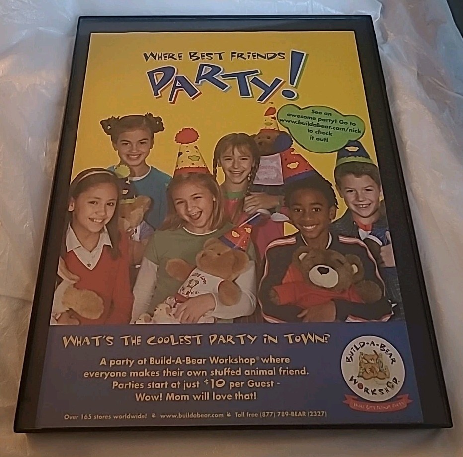 Build-a-bear Workshop Party Print Ad 2004 Framed 8.5X11 Vintage
