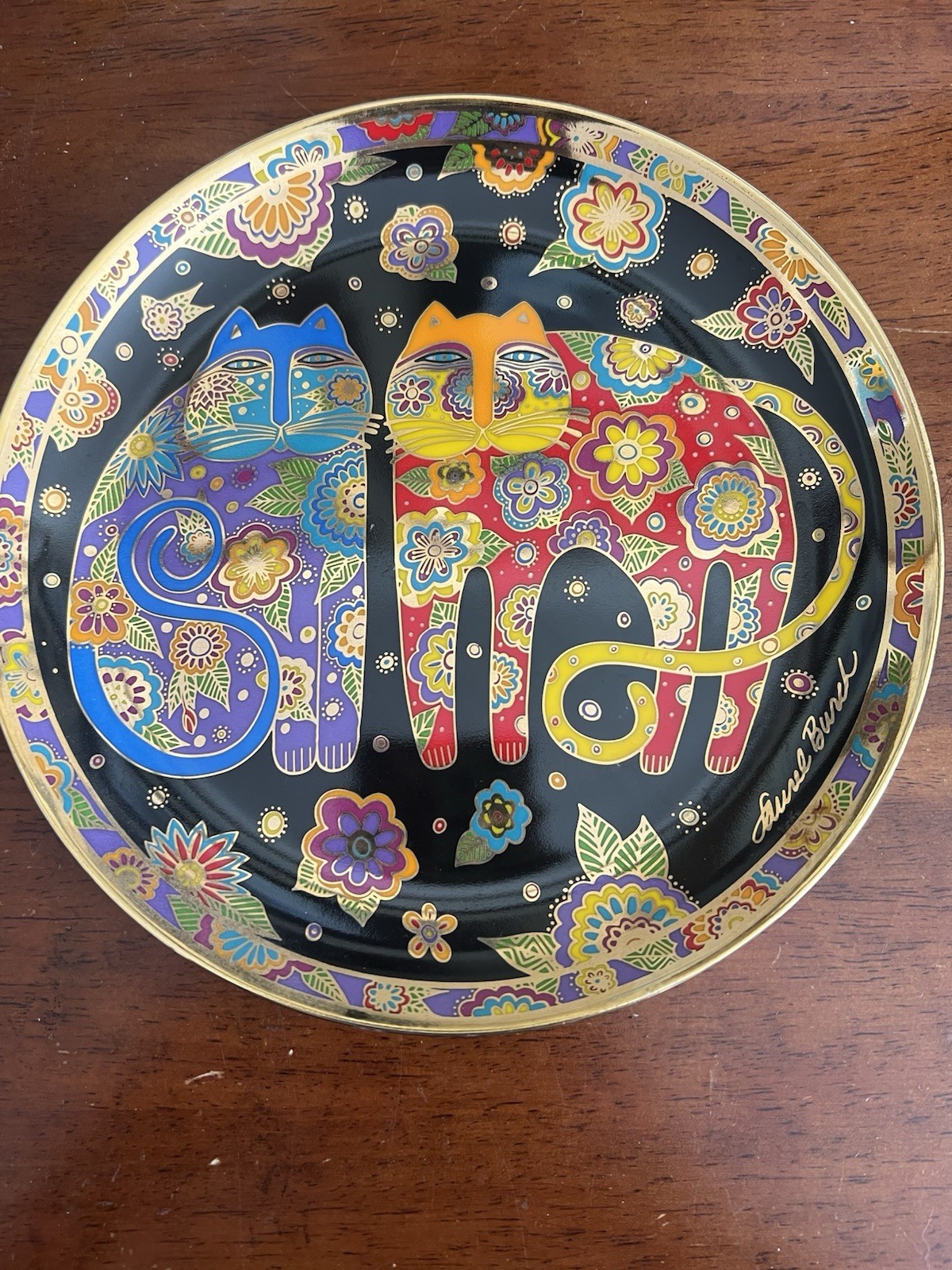 Laurel Burch Franklin Mint Flowering Feline Collectible Plate From 1994