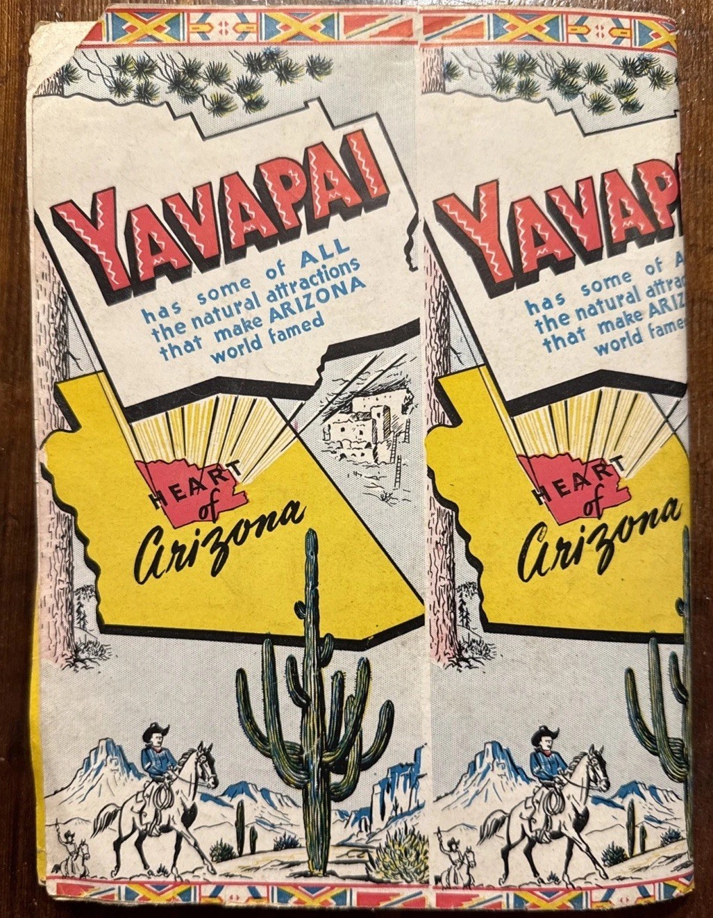1940s Illustrated Pictorial Map Brochure PRESCOTT Yavapai County Arizona