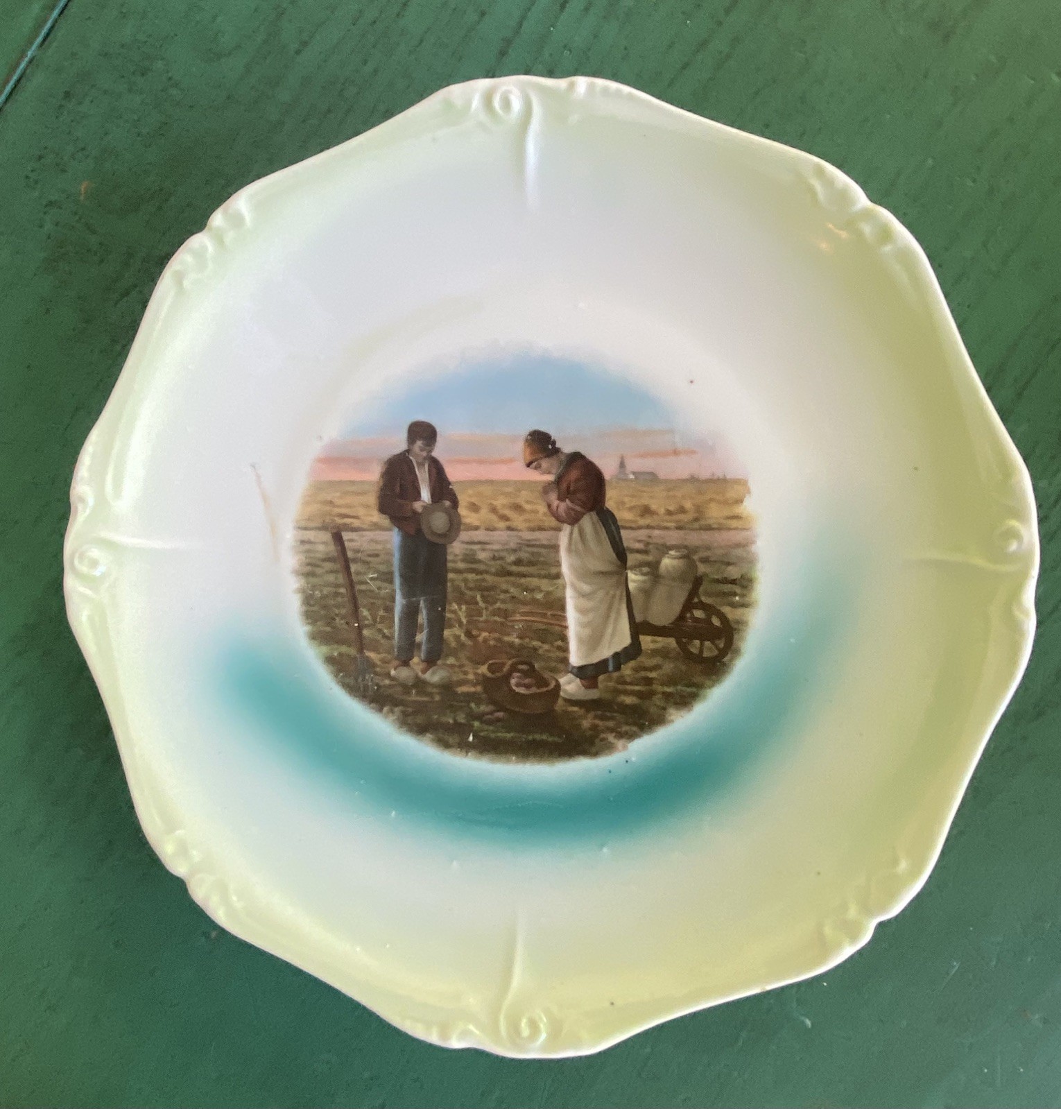 Jean Francois Millet The Angelus Farmers Praying Field Antique Plate Rare