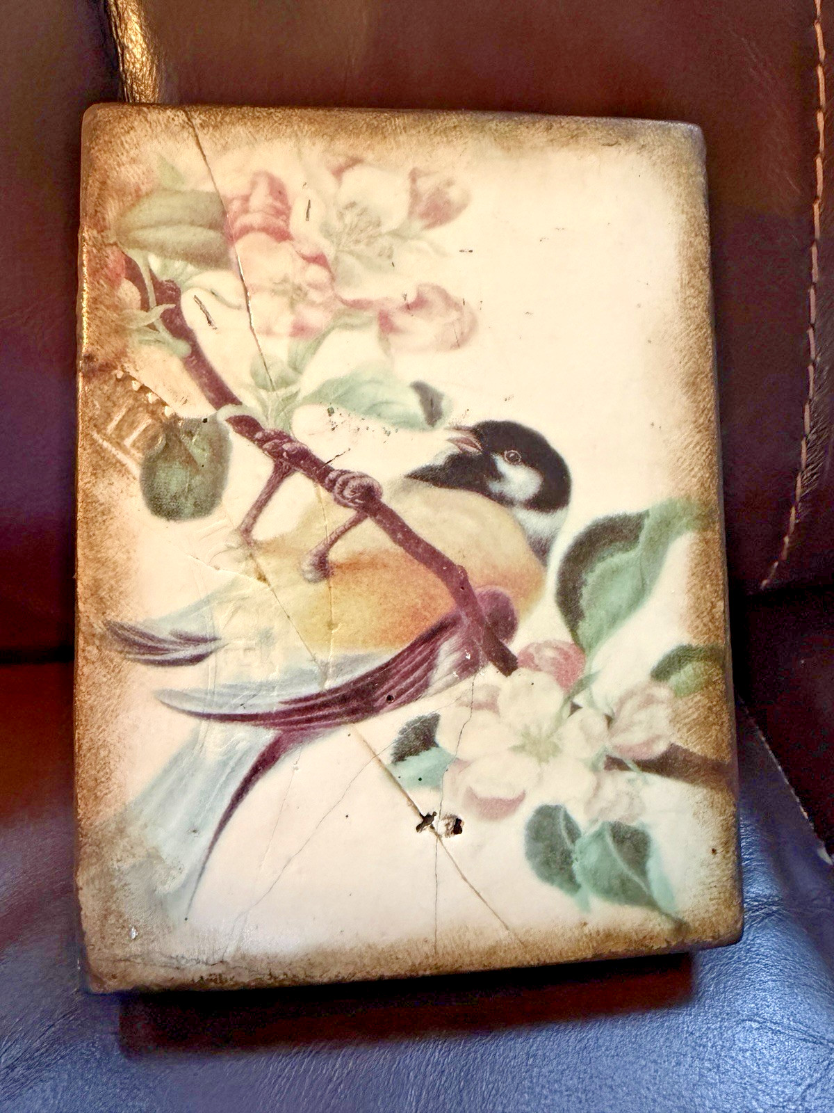 Sid Dickens Memory Block Tile T-232 Interlude Bird Cherry Blossoms  Rare Retired