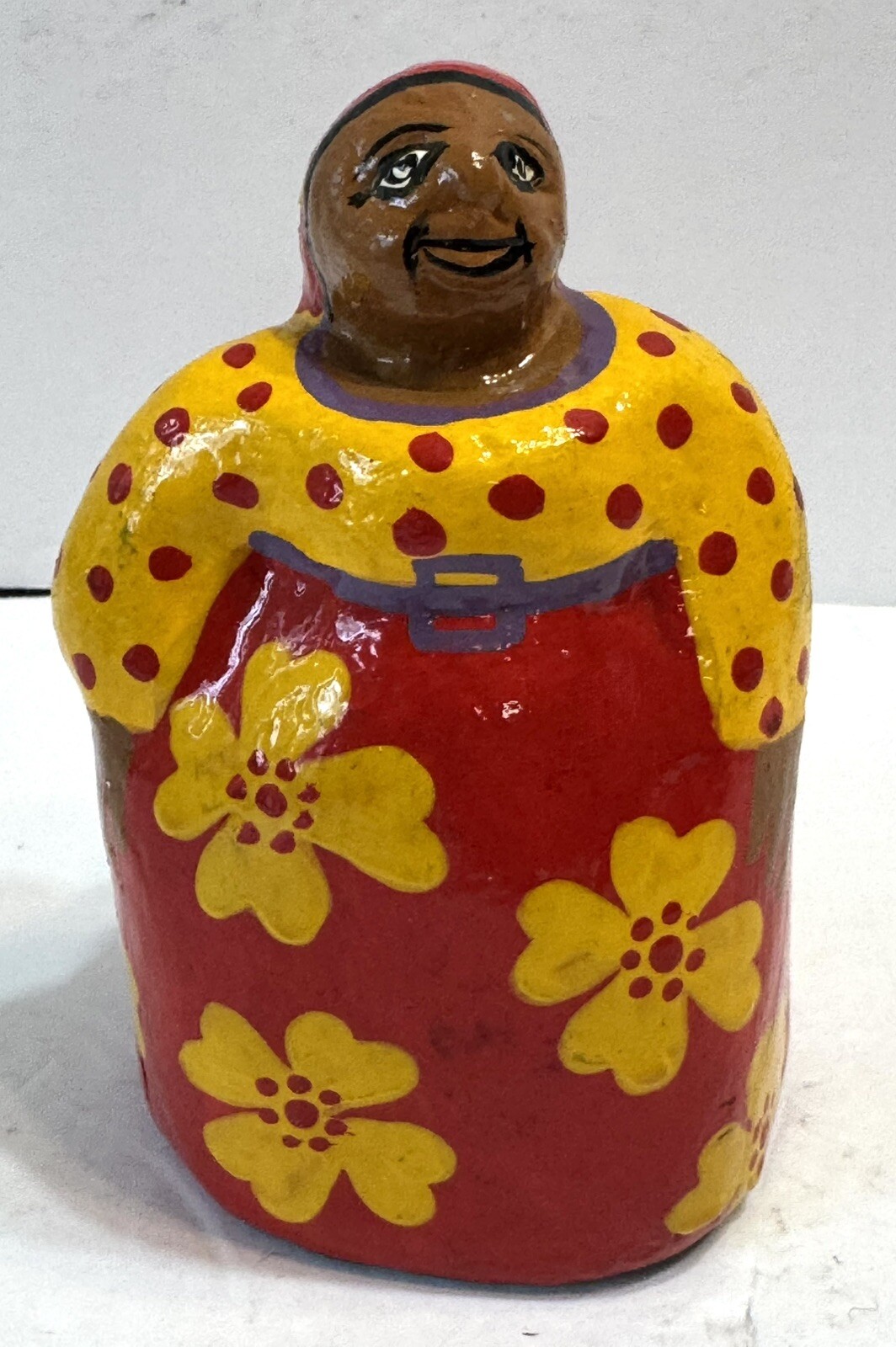 Vintage African Folk Art Handmade Hand Painted African Woman Figurine Souvenir