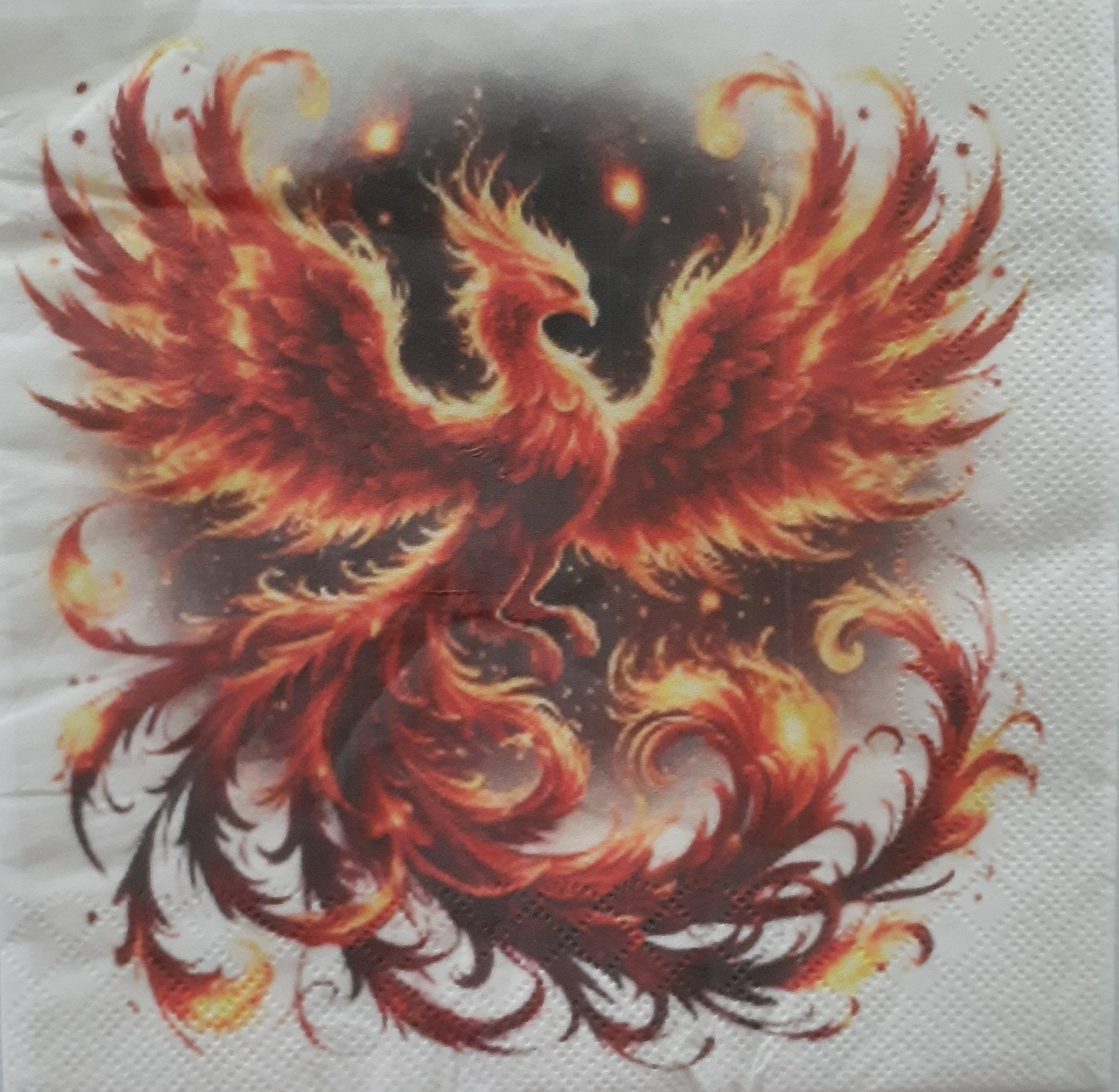2 individual Paper Decoupage NAPKINS -PHOENIX FIRE COLORS 1 MOTIF