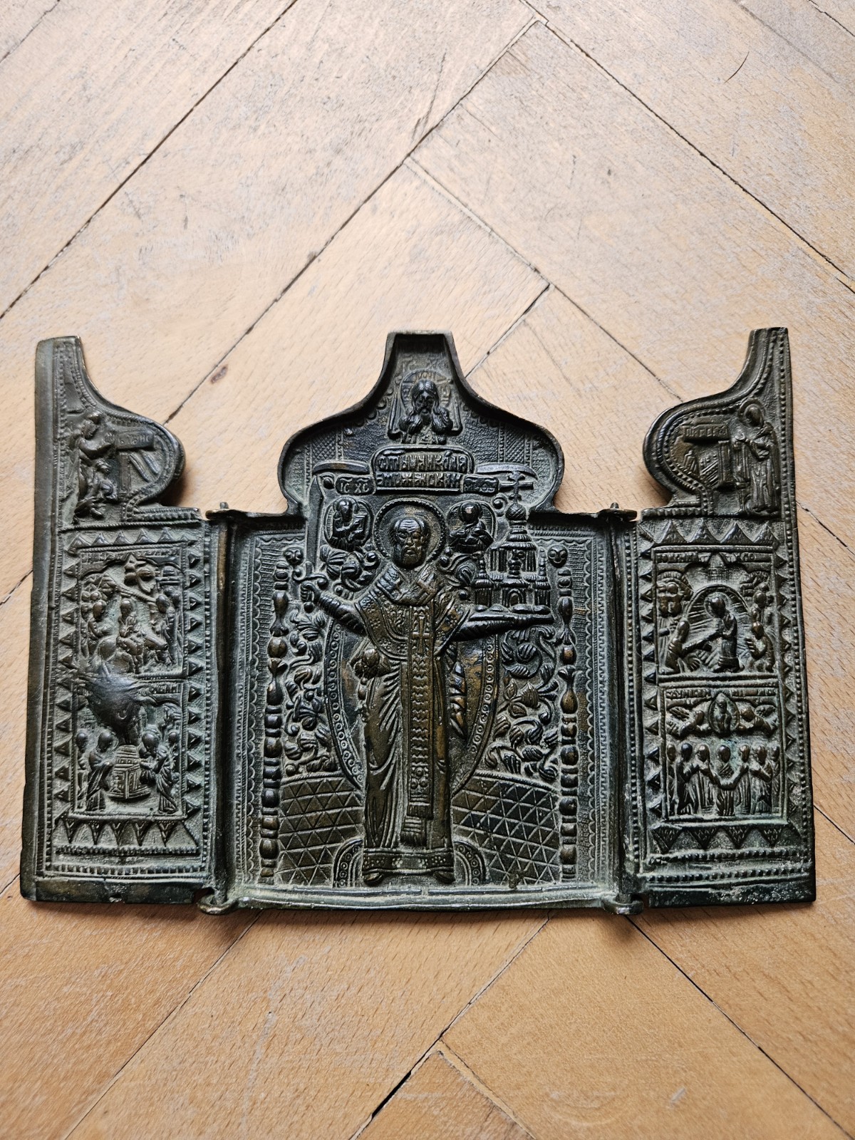 RRR RARE Antique Russian Icon Early 19c. St.Nicholas of MOZHAISK Selected Feasts