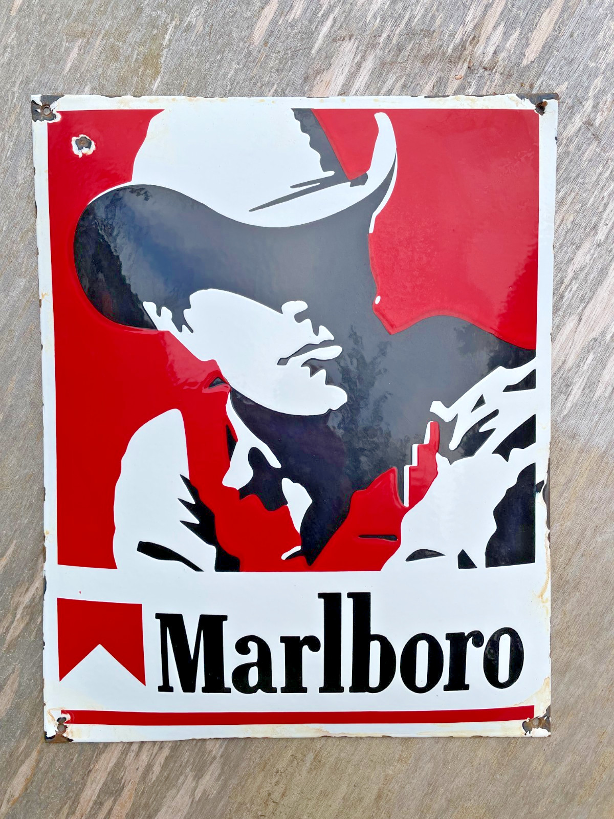 MARLBORO porcelain sign advertising vintage cigarettes cowboy 20