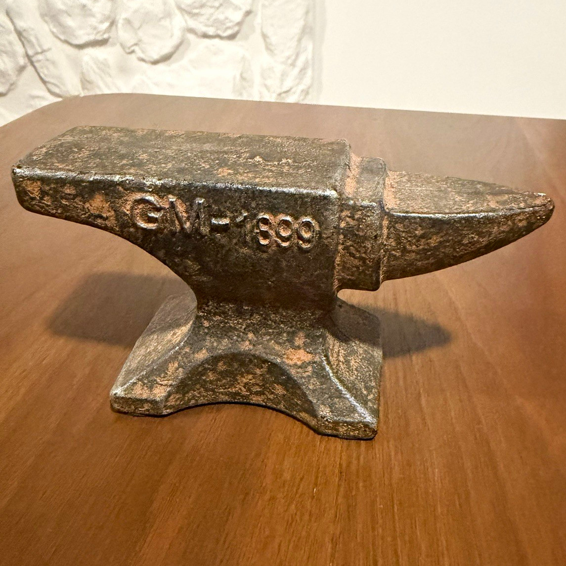 Small Cast Iron Mini Anvil Marked GM-1899