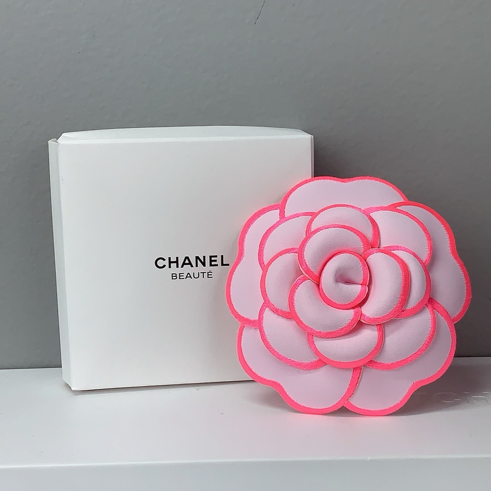(1) Chanel Mothers Day Camellia Flowers Sticker Neon Pink Beaute Wrapping 2024