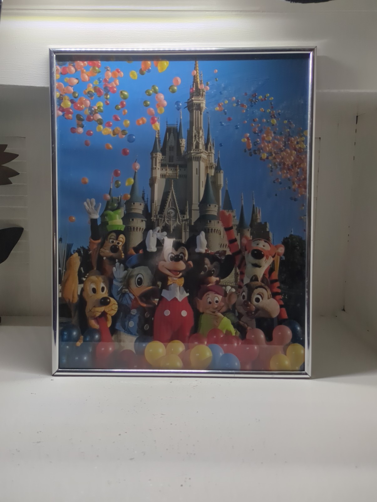 Vintage 1980\'s 80\'s Disney Castle And Characters 16x20 Poster With Glass Frame