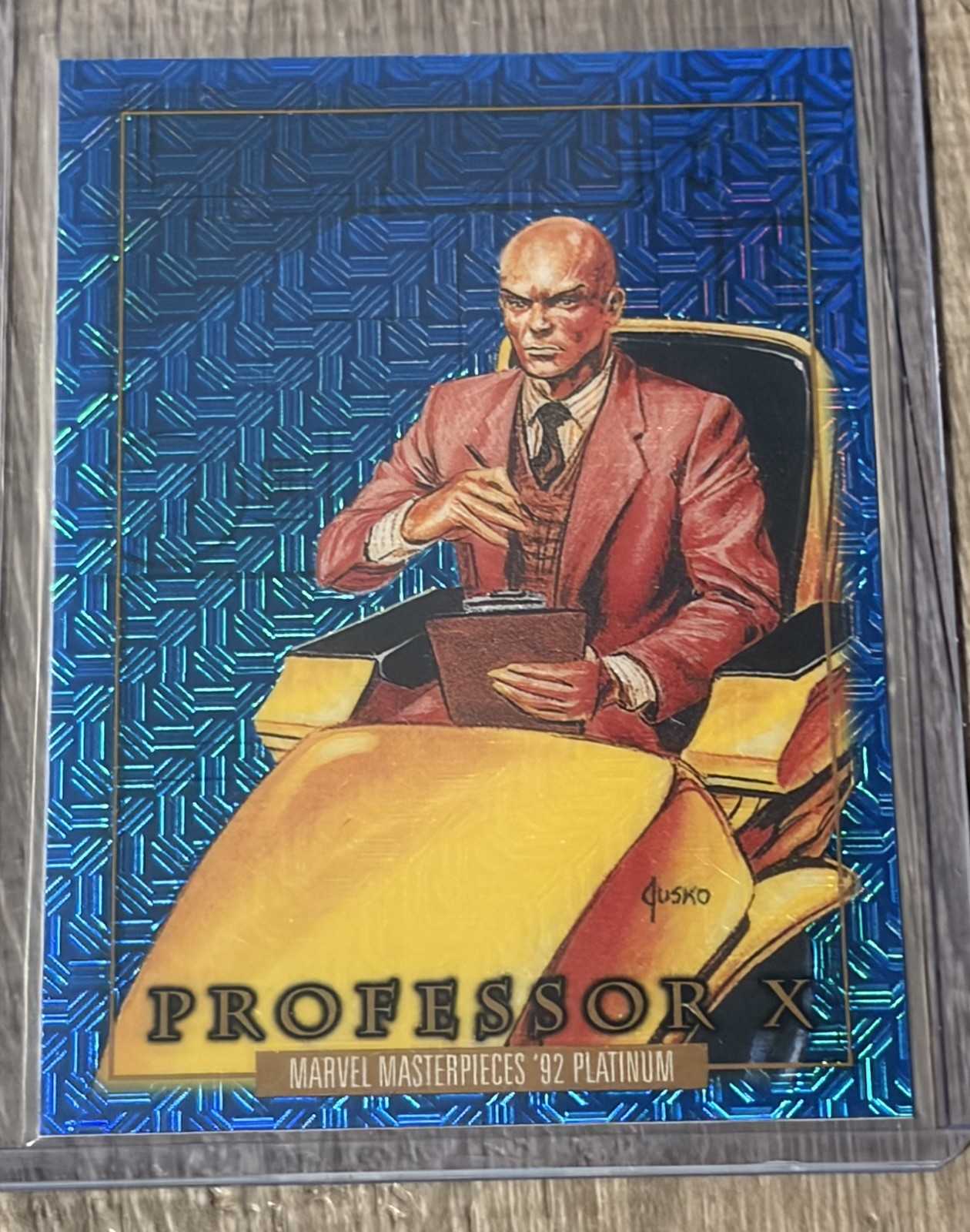 2024 SkyBox Marvel Masterpieces 92 Platinum Professor X #66 Blue Traxx